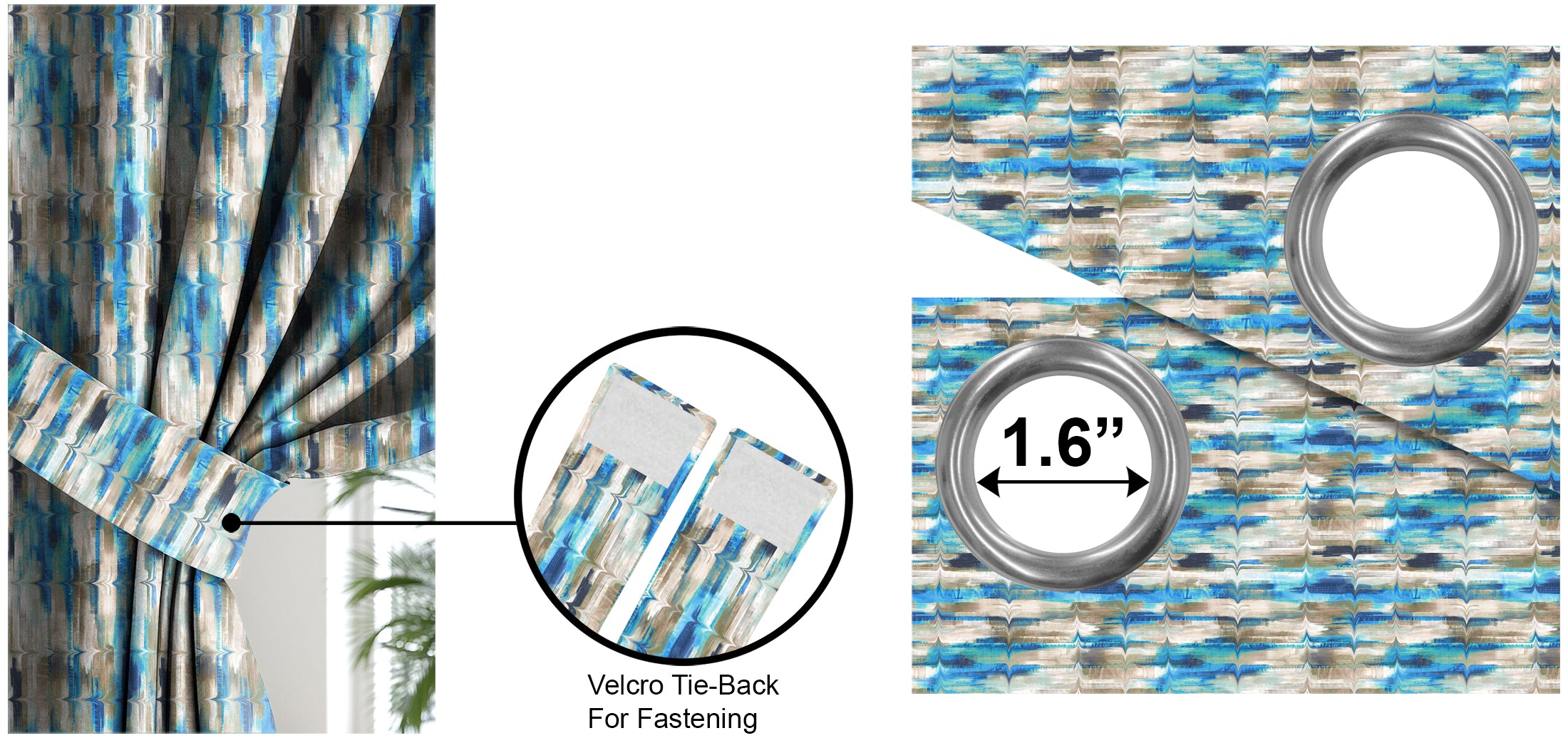 LIMA BLUE CURTAIN BLACKOUT PRINTED