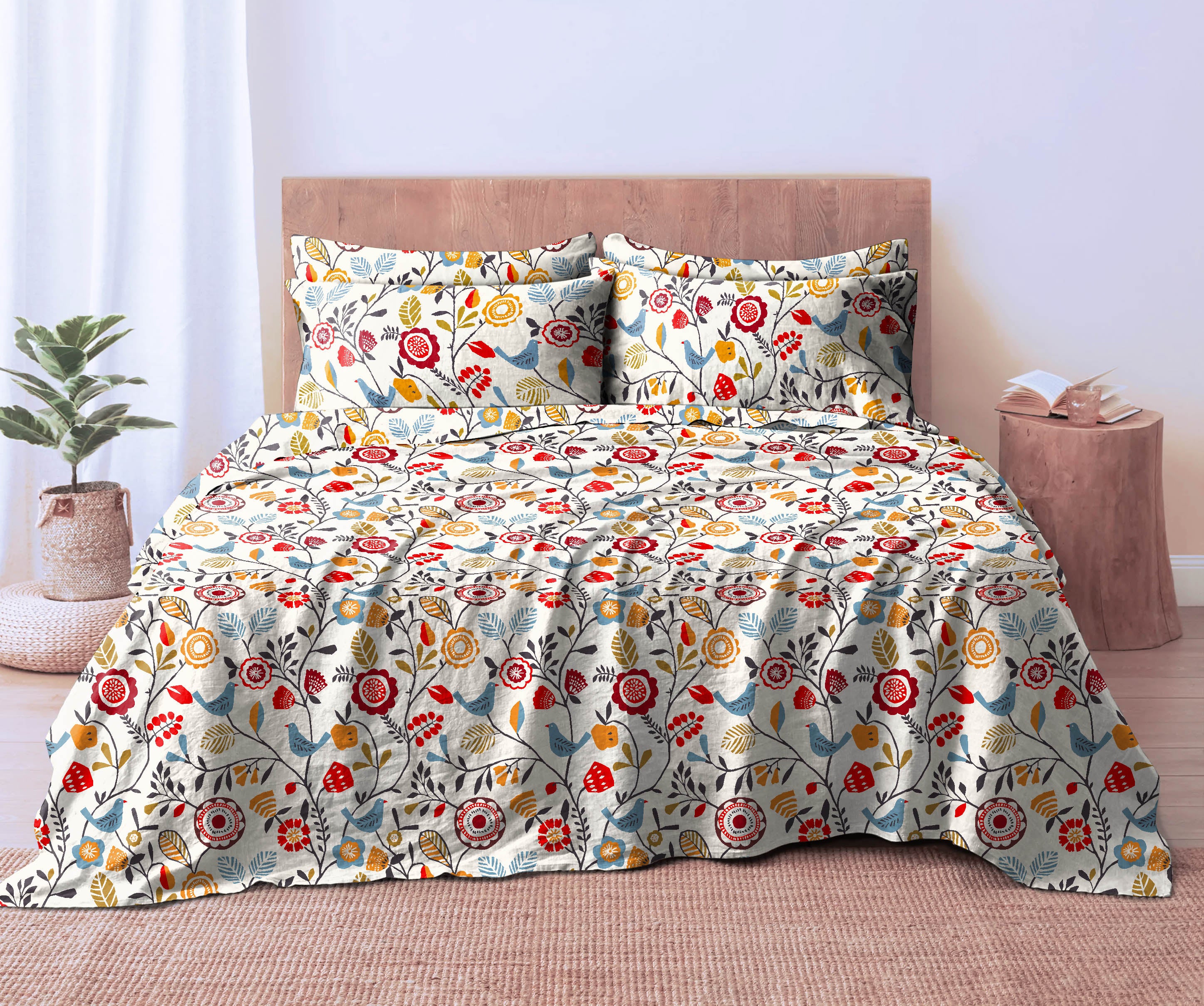 DAWN BLUE BEDSHEET FOR DOUBLE BED WITH 2 PILLOWCOVERS KING SIZE (104" X 90")