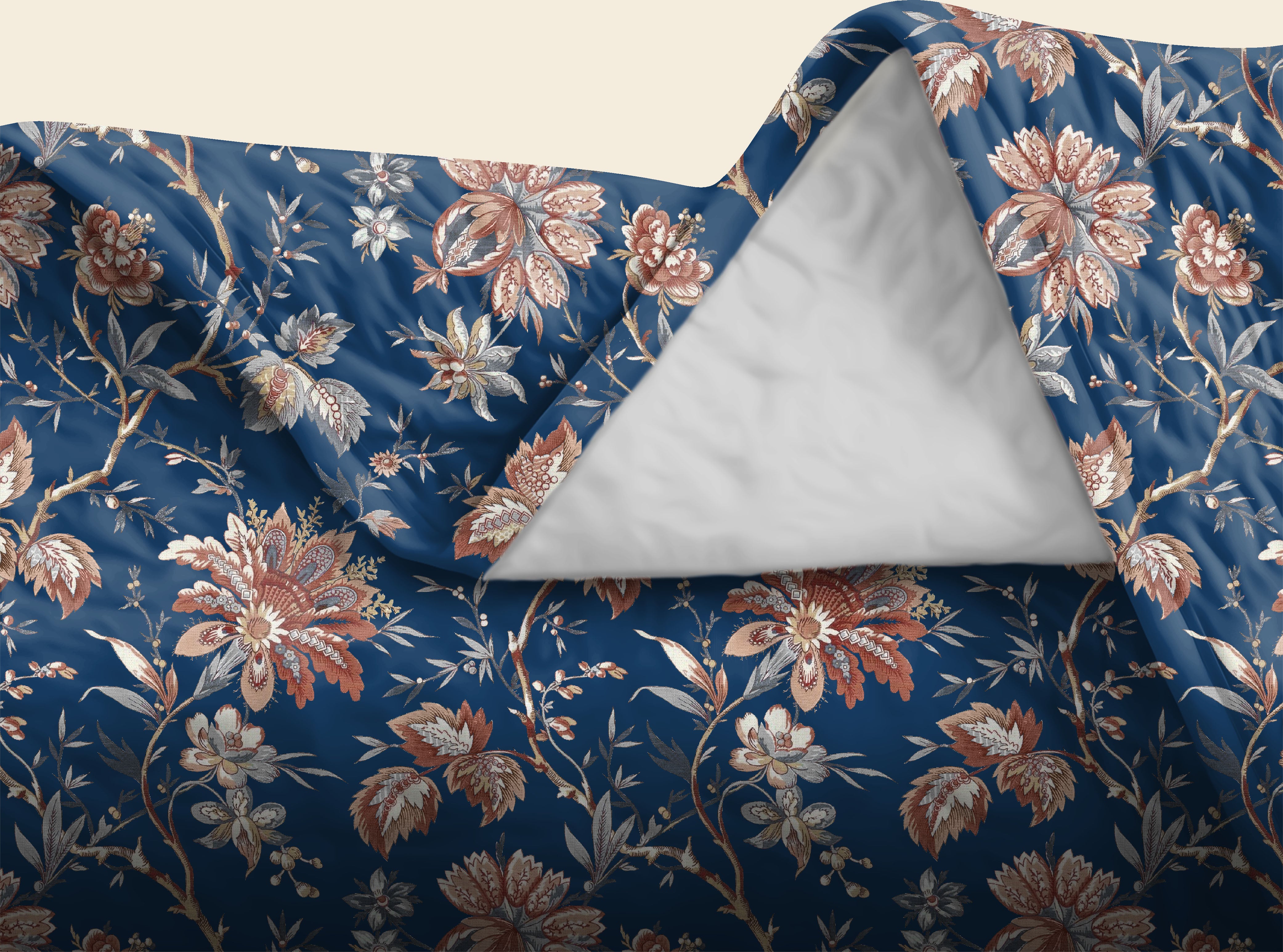 Andaman Blue Bedsheet for Double Bed with 2 PillowCovers King Size (104" X 90")