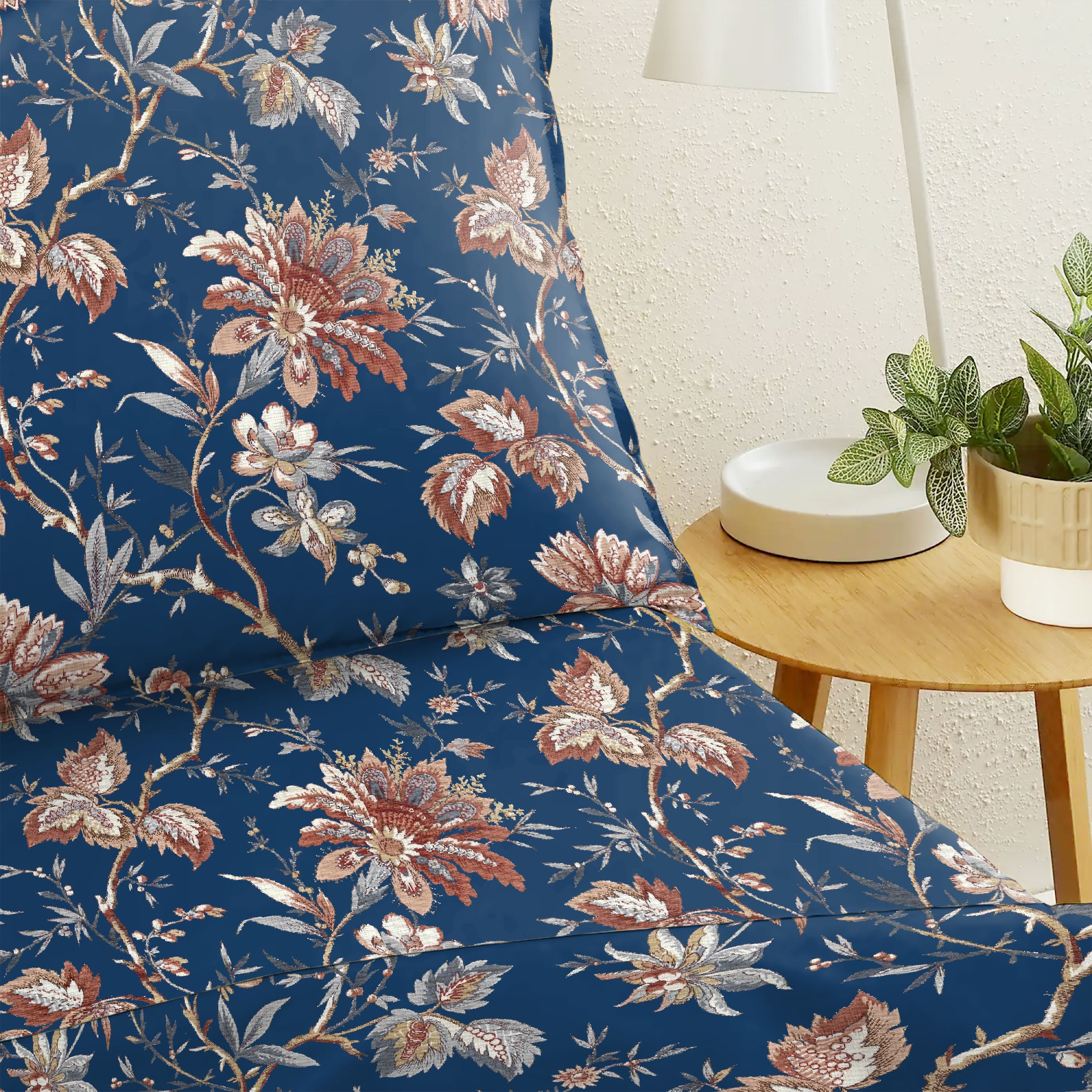 Andaman Blue Bedsheet for Double Bed with 2 PillowCovers King Size (104" X 90")