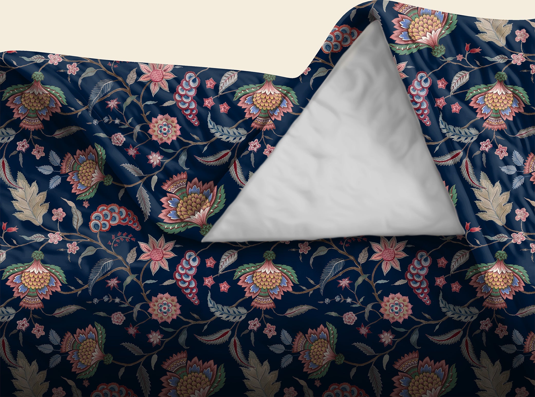 Kasbah Dark Blue Bedsheet for Double Bed with 2 Pillow Covers Size (104" X 90")