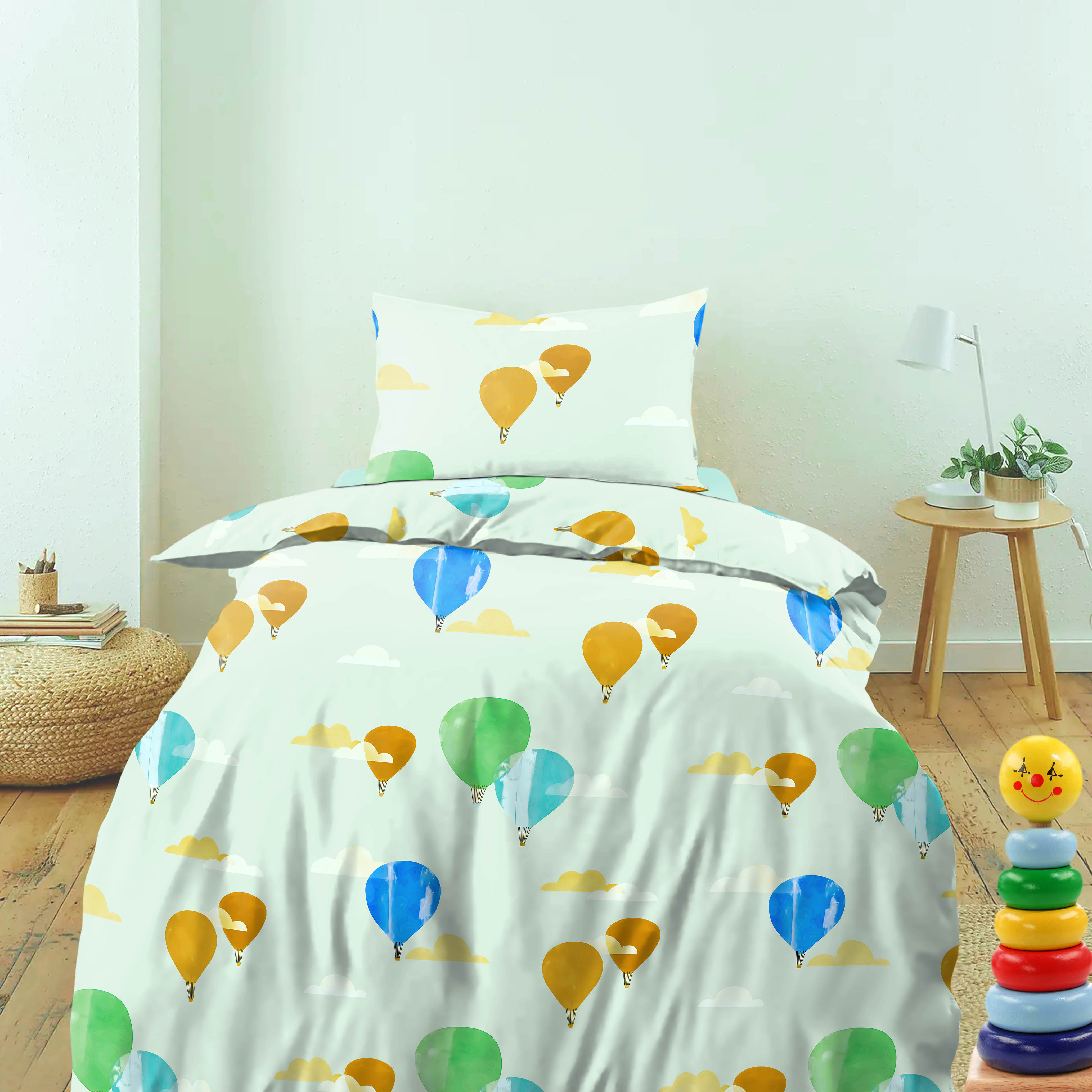 Bedcover Ballon Blue Romance for Single Bed with Pillow Covers King Size (60" X 90")