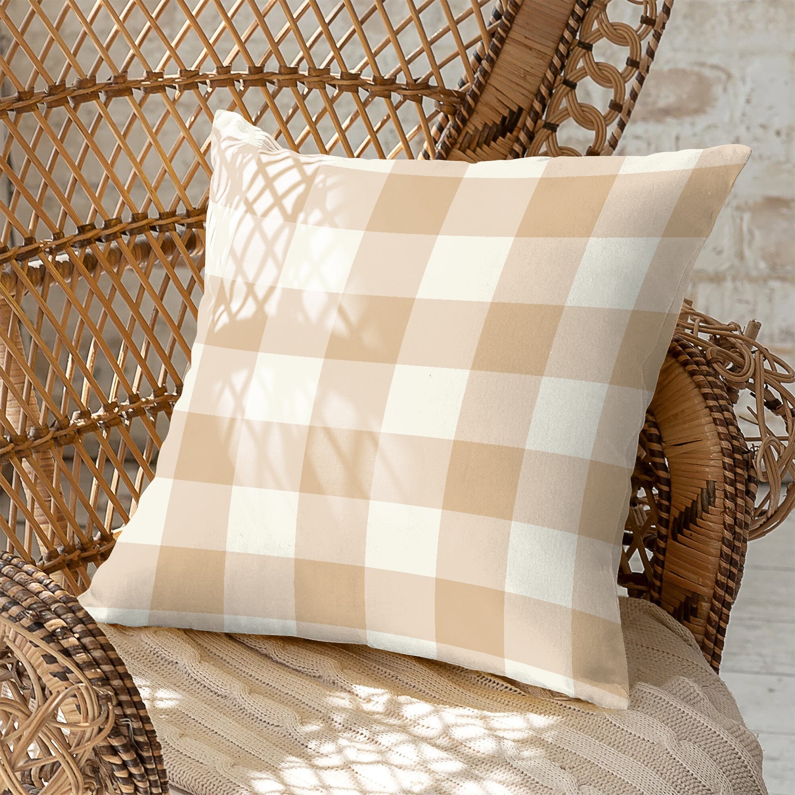 SPRING GALLERY BIG CHECK BRANDY DIGITAL PRINTED CUSHION COVER (Pack of 2)