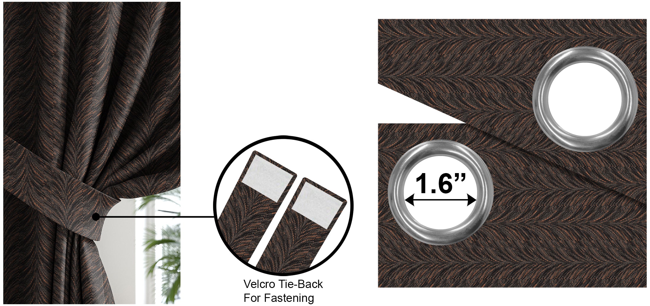 Luxor Bronze Printed Blackout Curtains