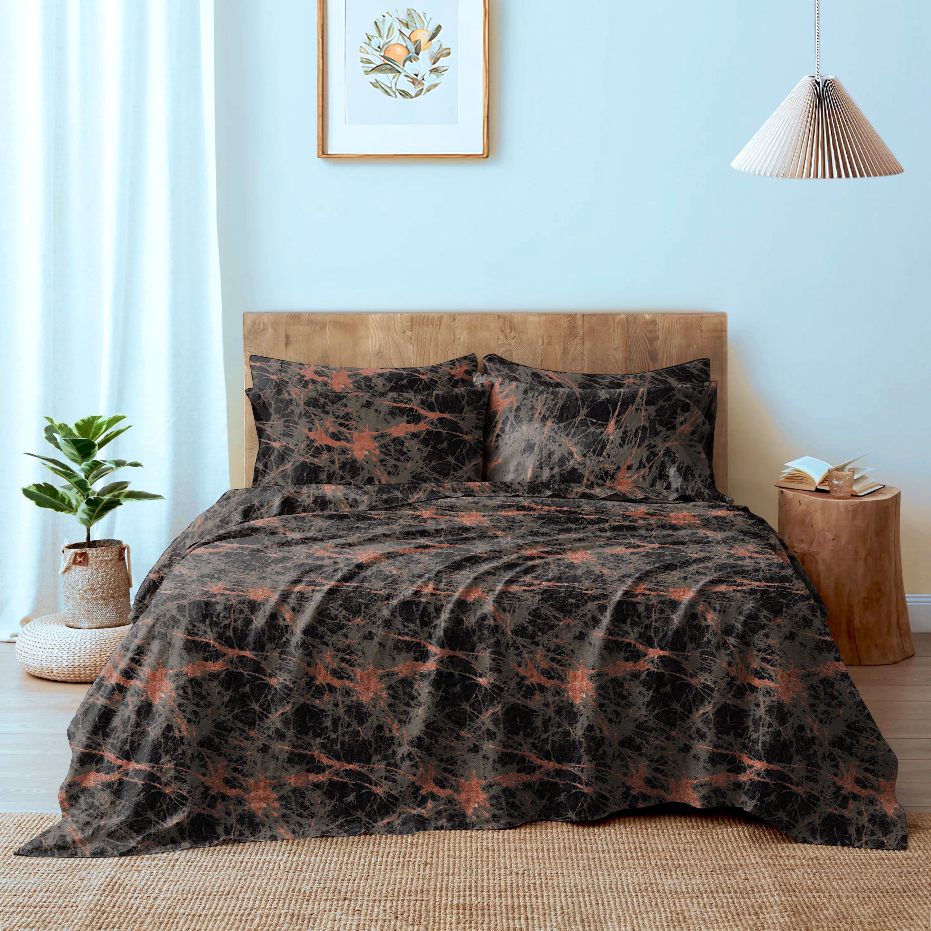 LAVA BRONZE BEDSHEET FOR DOUBLE BED WITH 2 PILLOW COVERS KING SIZE (104" X 90")