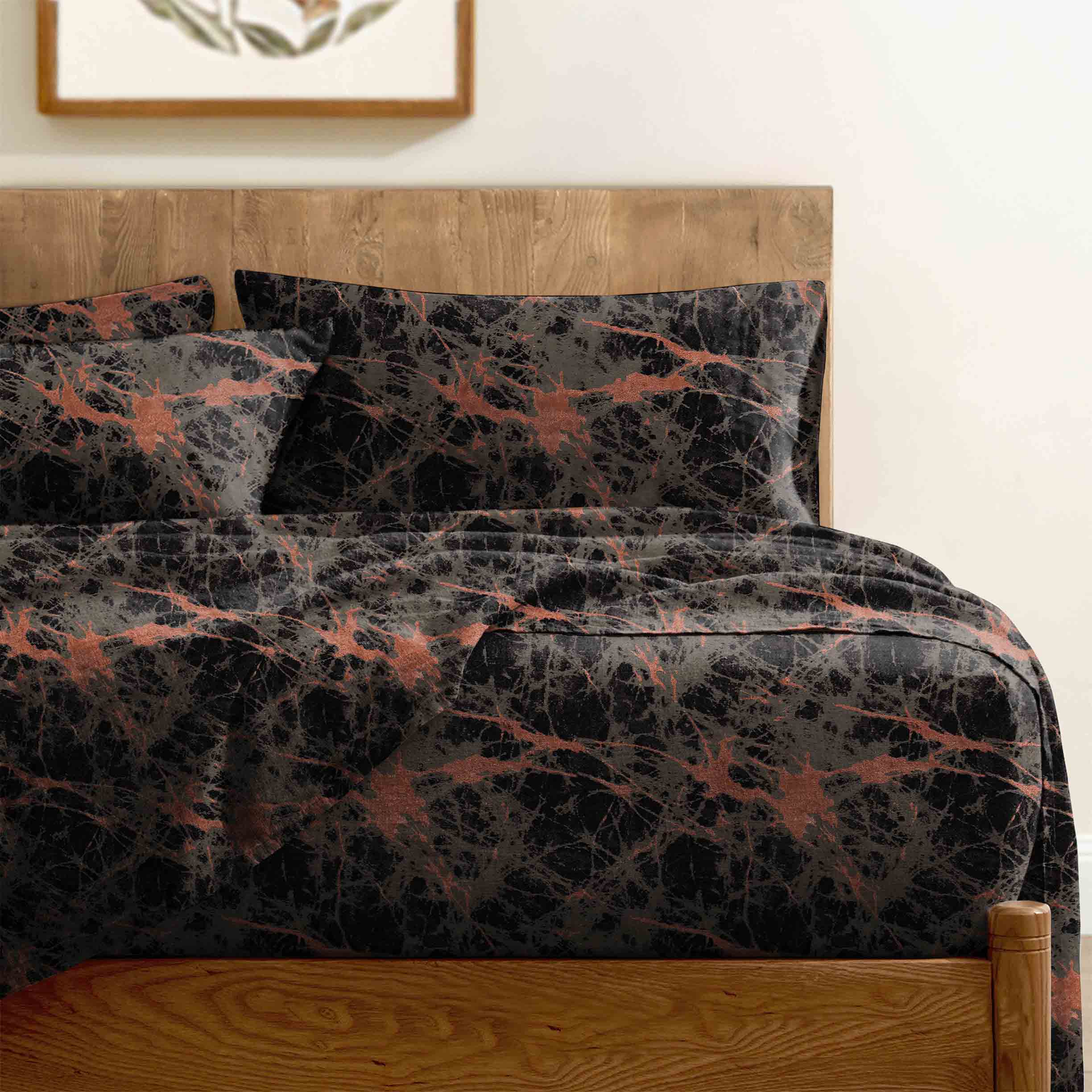 LAVA BRONZE BEDSHEET FOR DOUBLE BED WITH 2 PILLOW COVERS KING SIZE (104" X 90")
