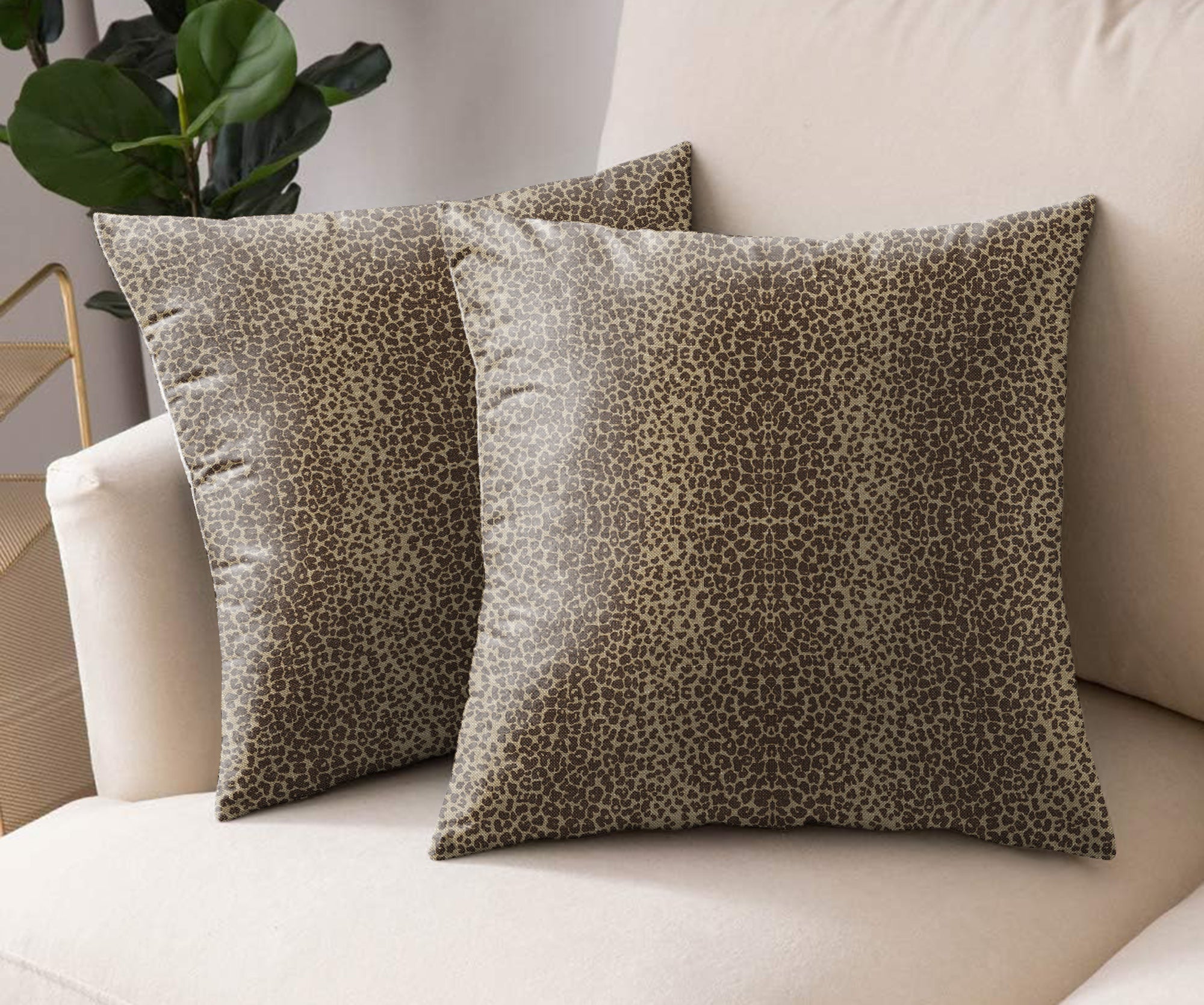 CHEETAH BROWN DIGITAL PRINTED CUSHION COVER (Pack of 2)