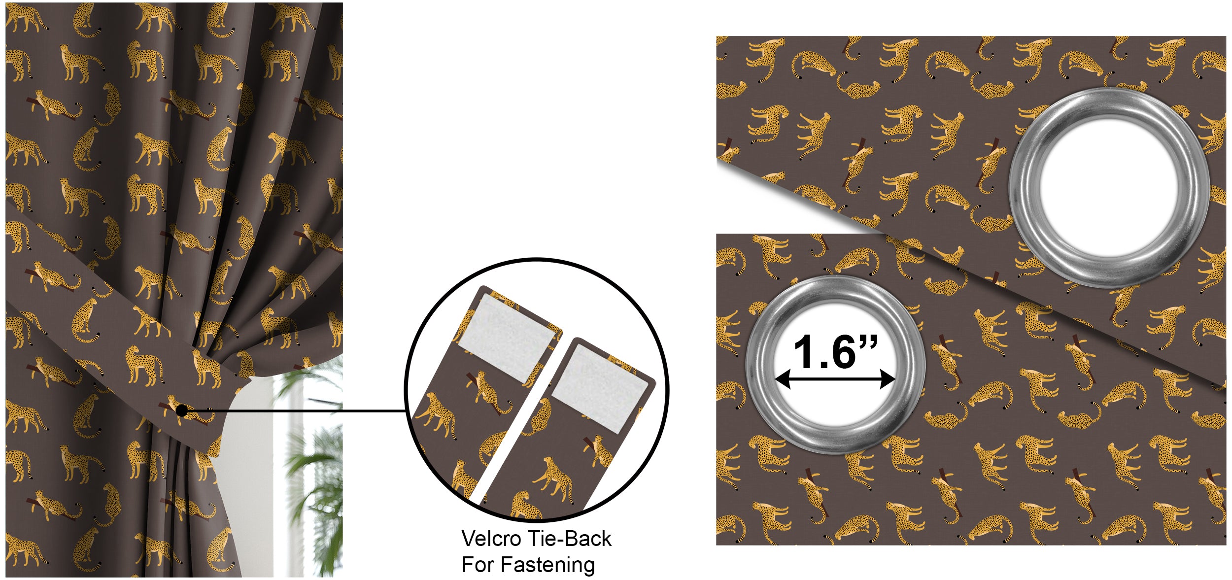 Leopard Brown Printed Blackout Curtain