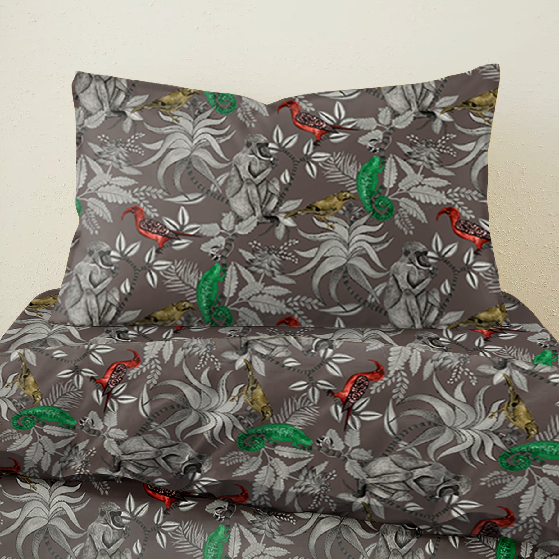 CASABLEU MICROFIBER BEDCOVER BABOON BROWN FOR SINGLE BED WITH PILLOW COVERS KING SIZE (60" X 90")