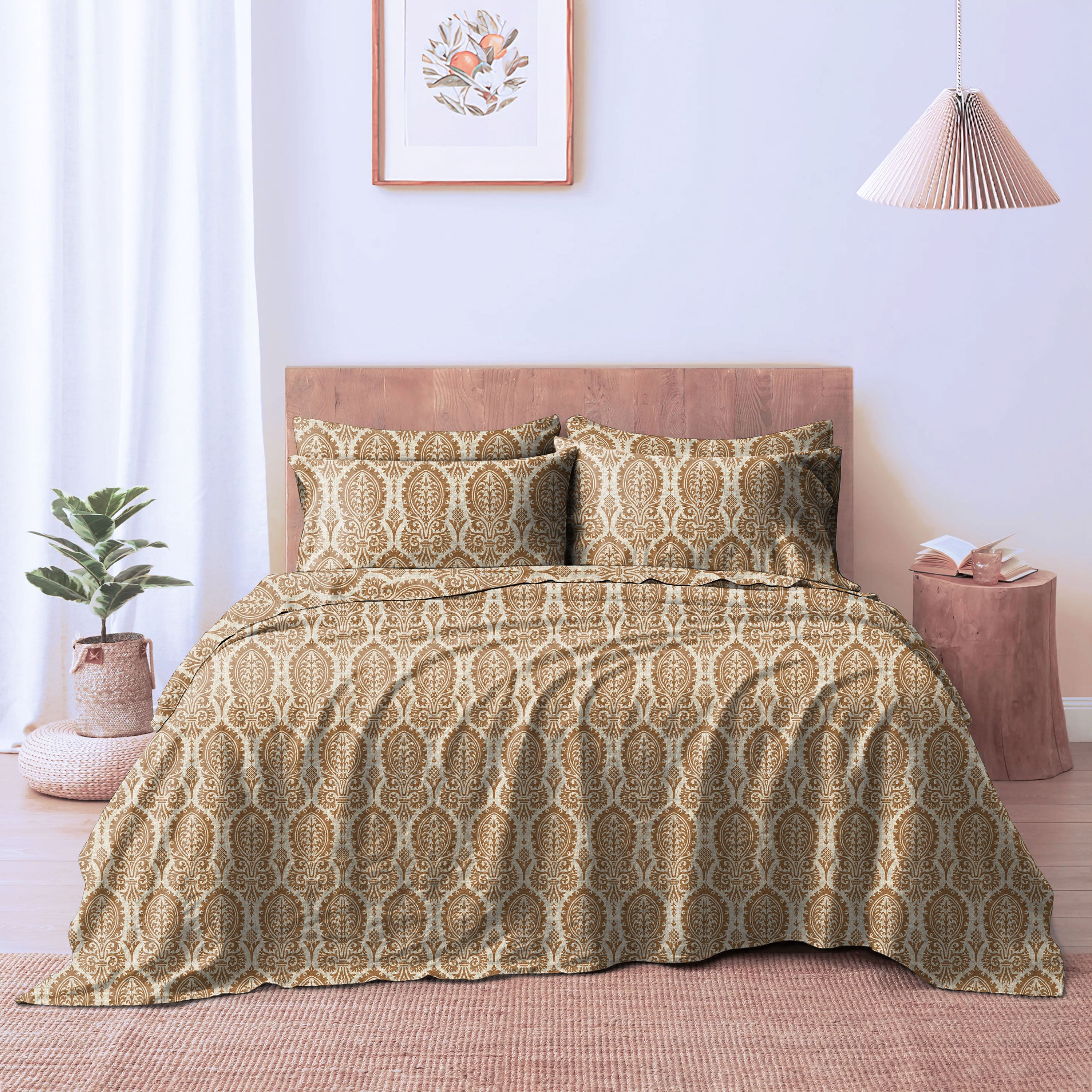 Manchester Brown Bear Bedcover for Double Bed with 2 Pillow Covers King Size (104" X 90")