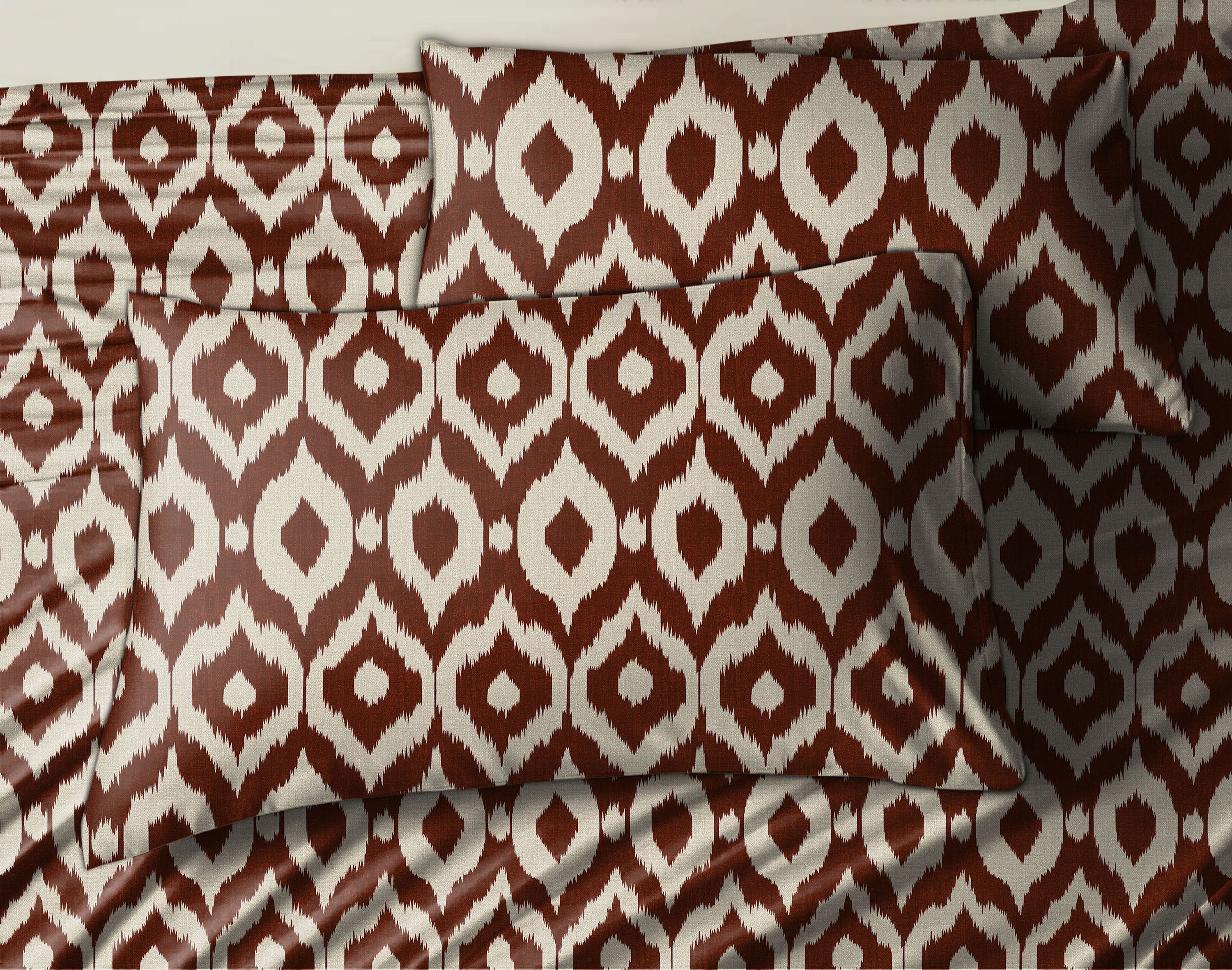 Casableu Microfiber Sydney Brown Derby Bedcover for Double Bed with 2 Pillow Covers King Size (104" X 90")