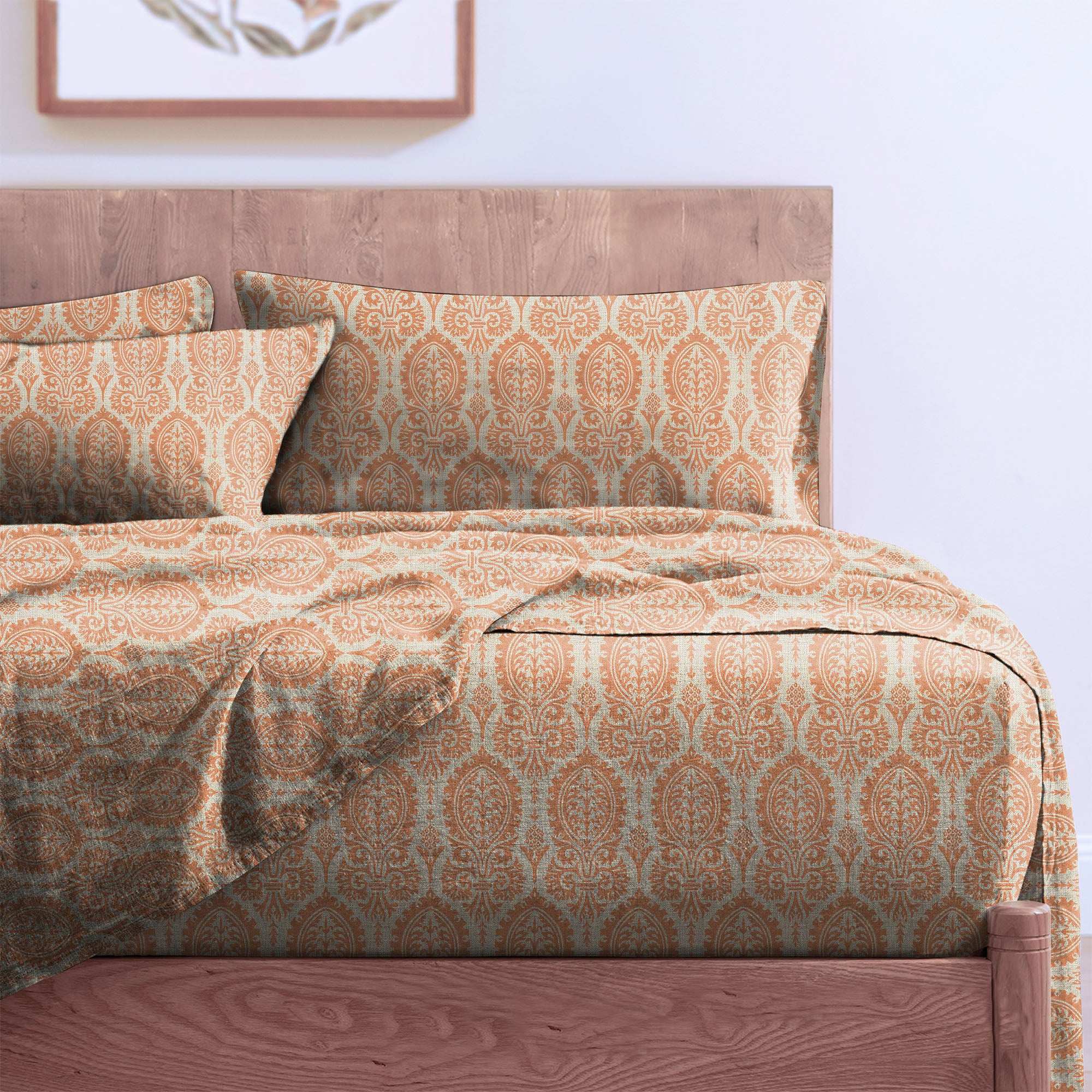 Manchester Burning Sand Bedcover for Double Bed with 2 Pillow Covers King Size (104" X 90")