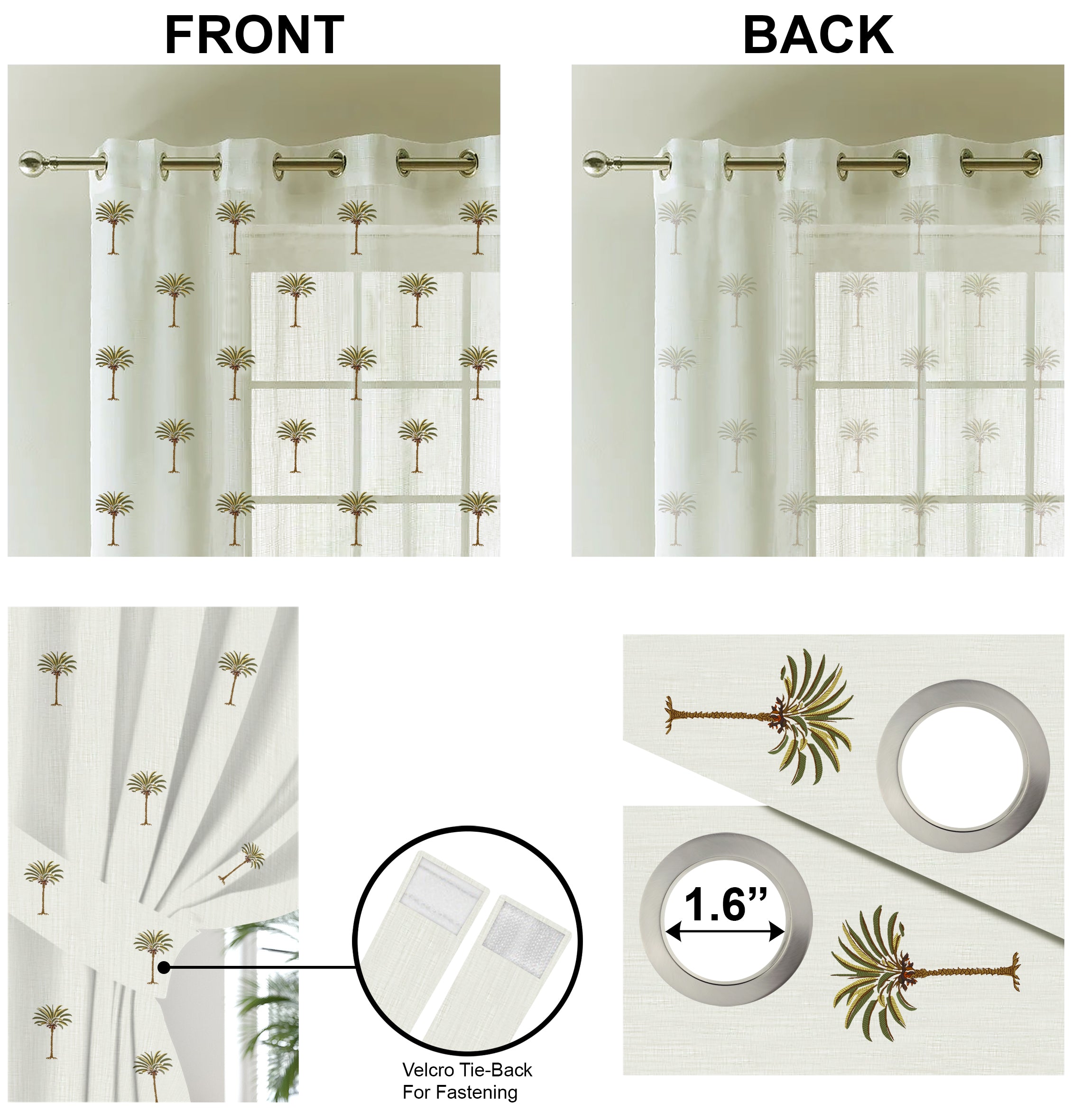 PALM GREEN PRINTED SHEER CURTAIN