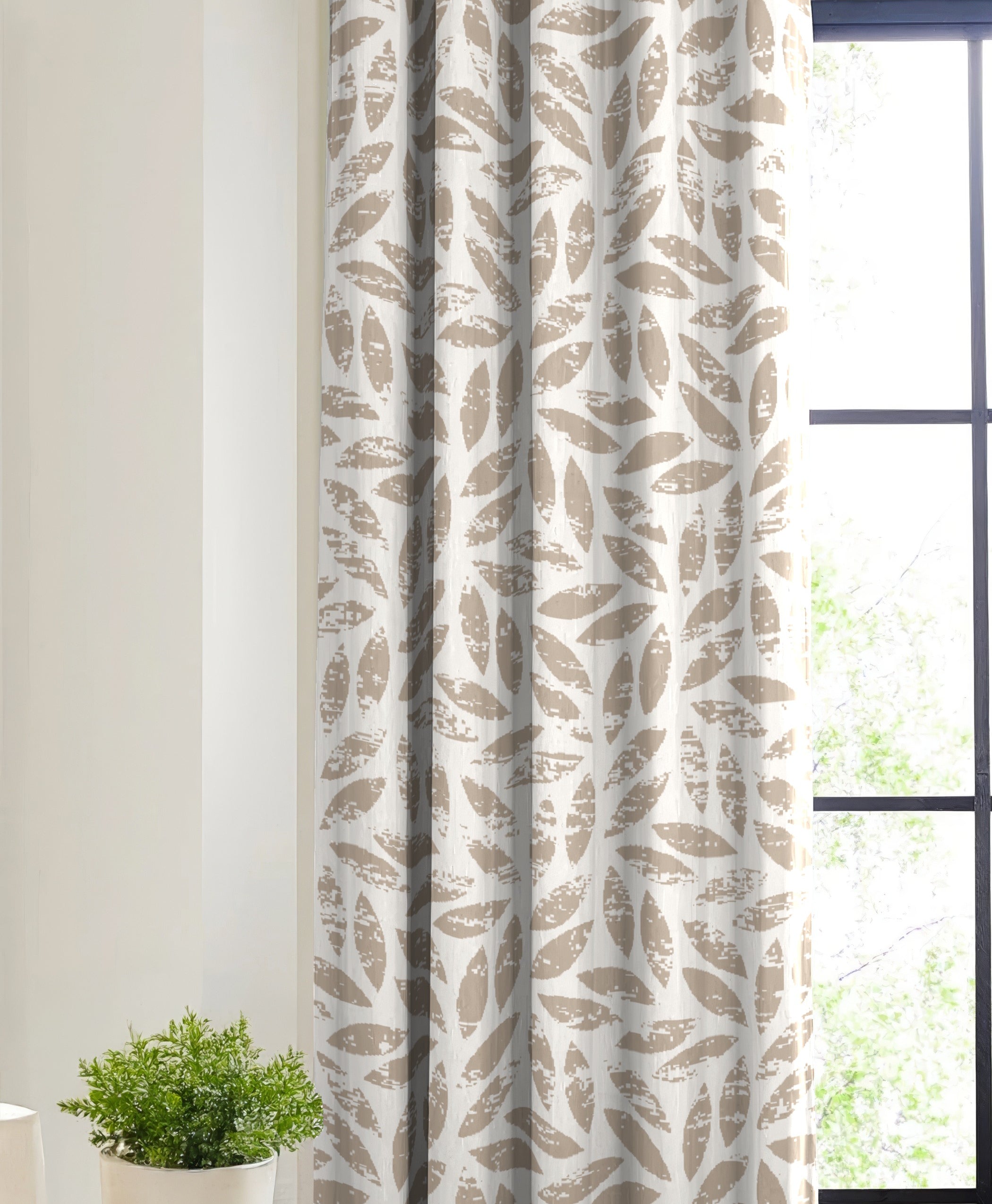 LAMPASSO BROWN PRINTED BLACKOUT CURTAIN