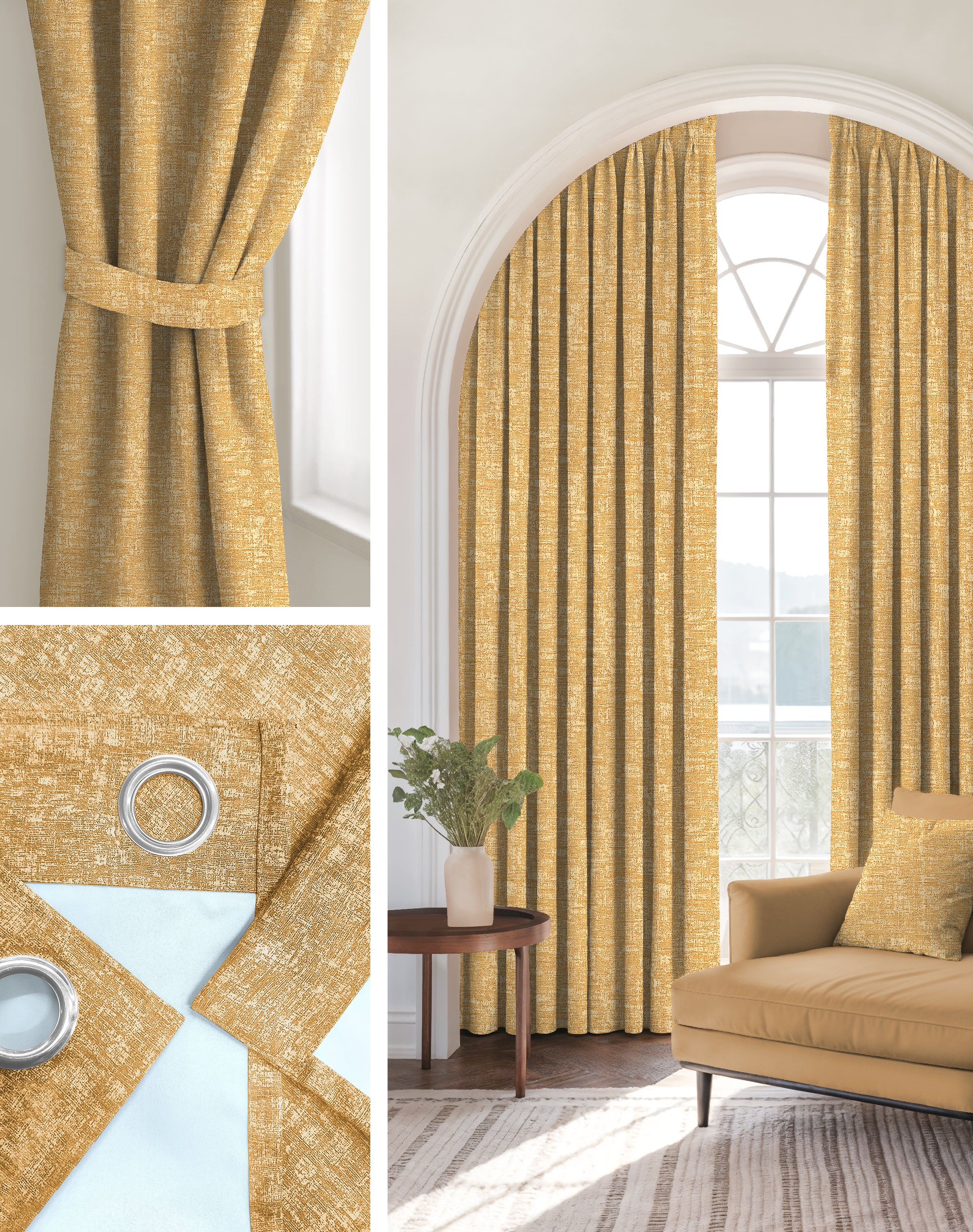 LIVA MUSTARD DIGITAL PRINTED BLACKOUT CURTAINS