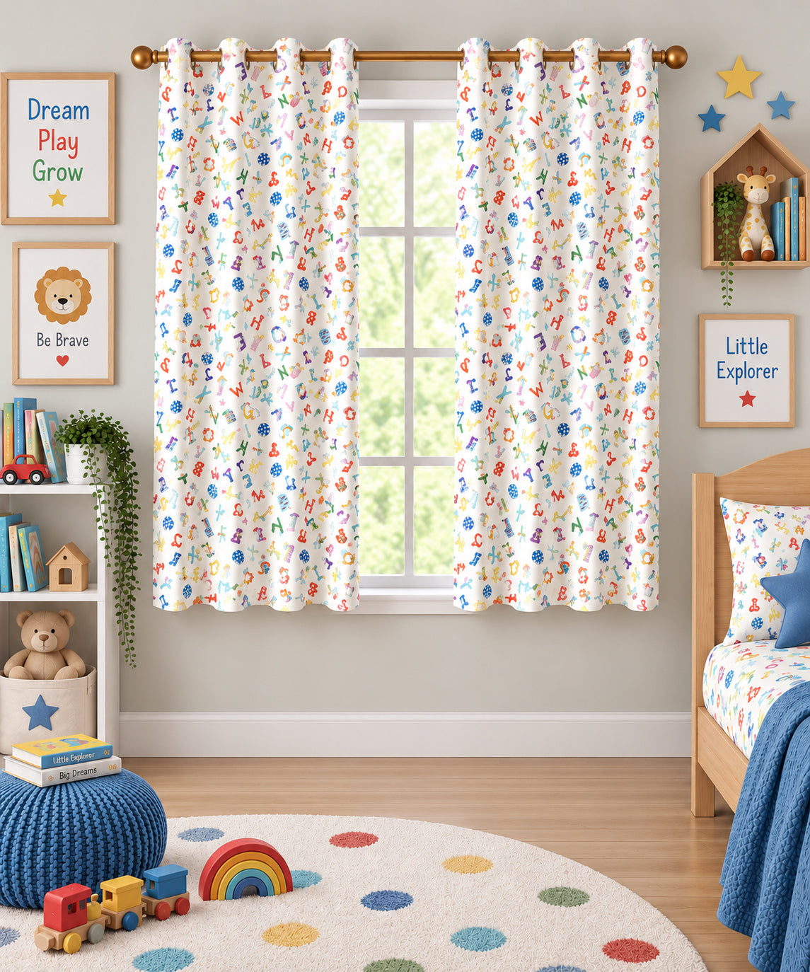 Playful Alphabet Printed Curtain