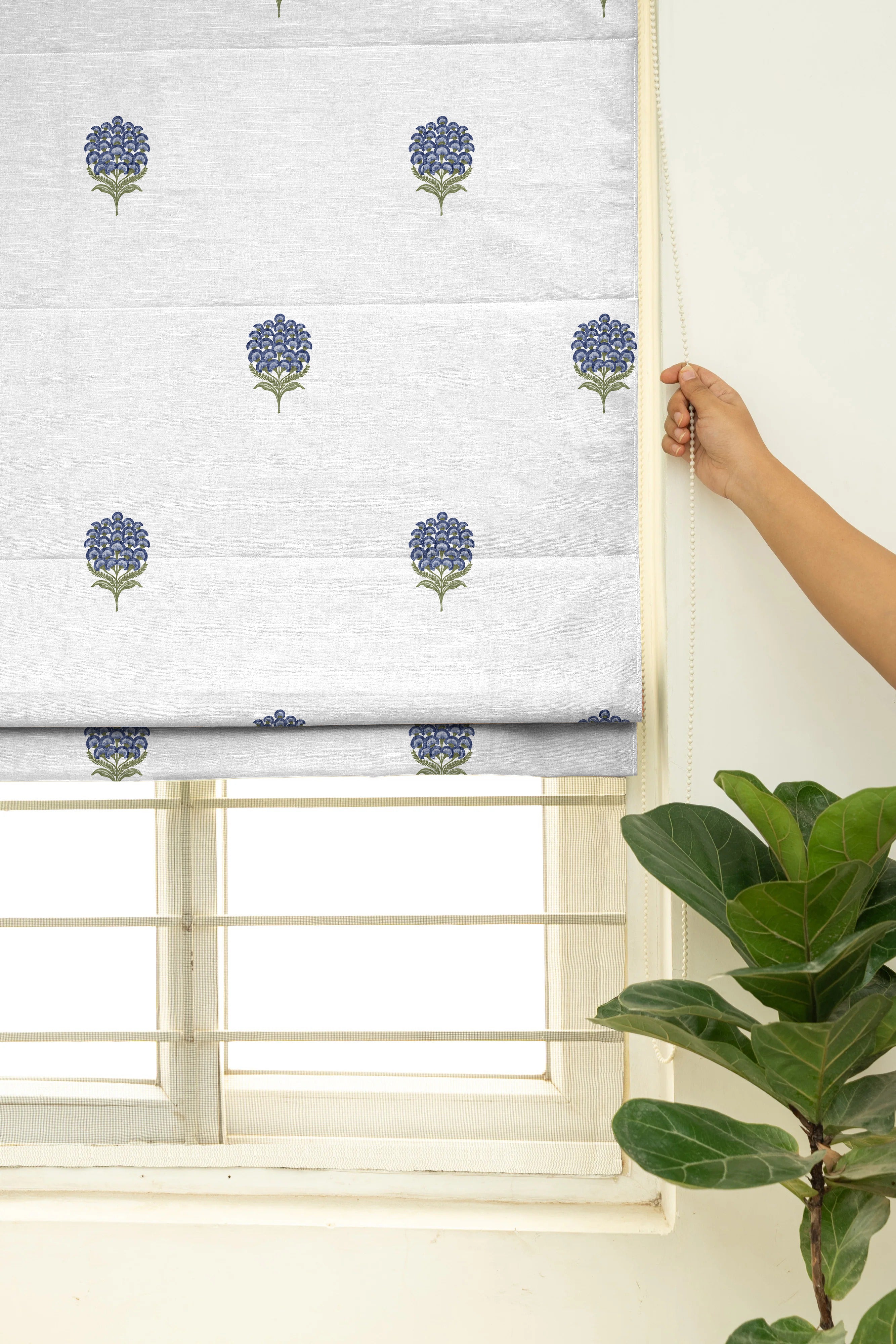 POKHARA BLUE READY MADE ROMAN BLIND