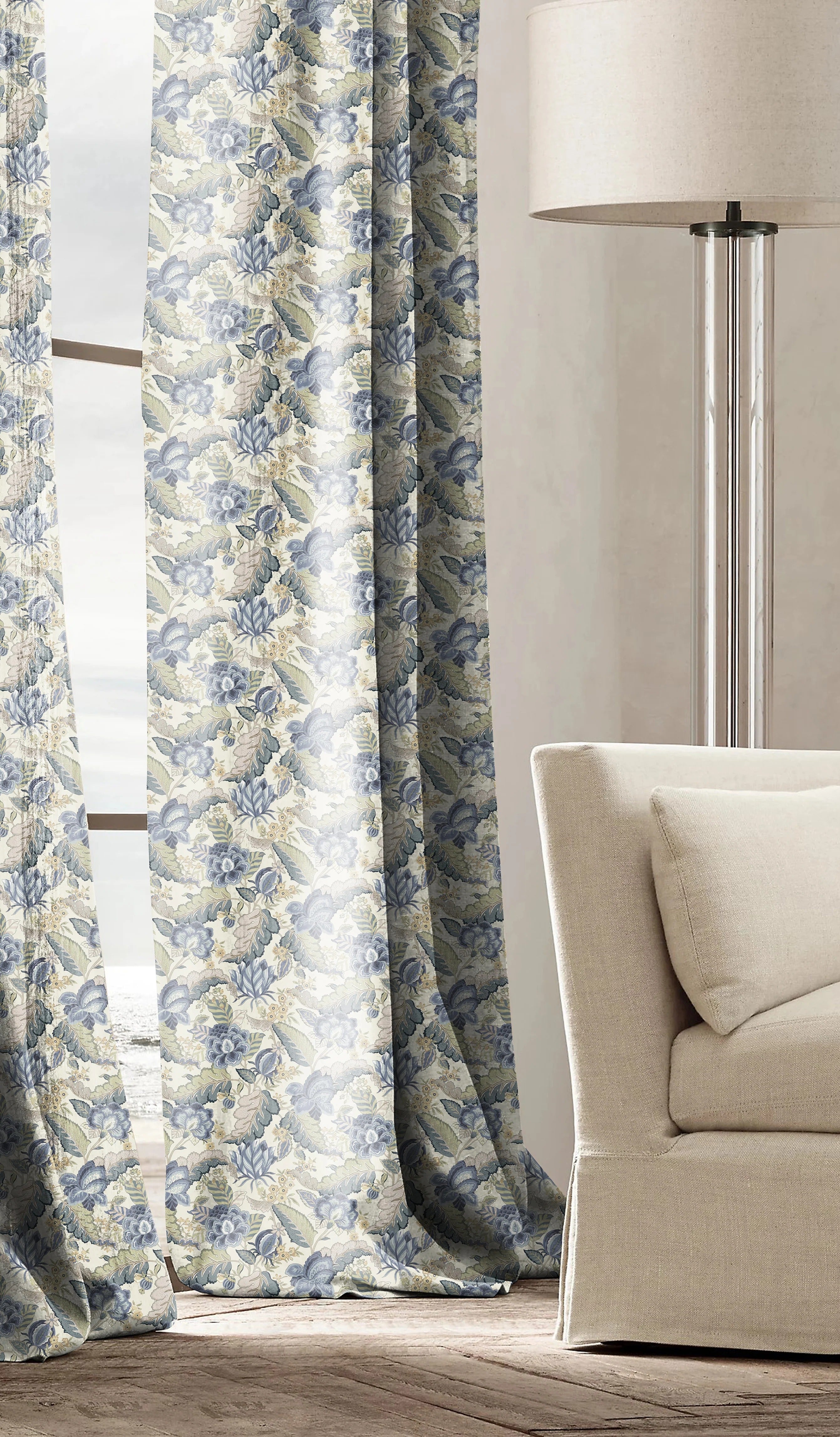 LUCETTA ANTHEM BLUE ROOM DARKENING PRINTED CURTAIN