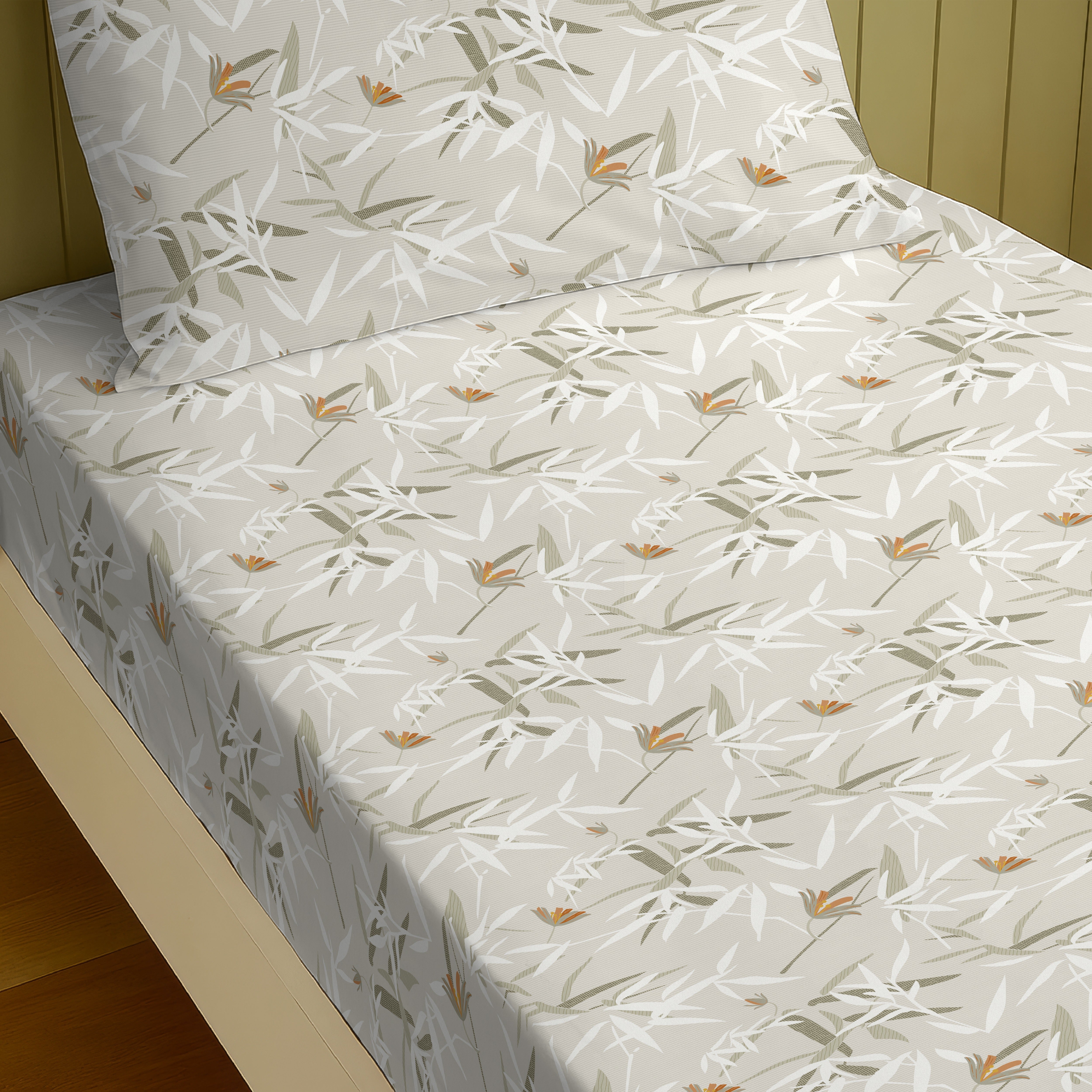 BOZEMAN ORANGE COTTON BEDSHEET WITH PILLOWCOVER