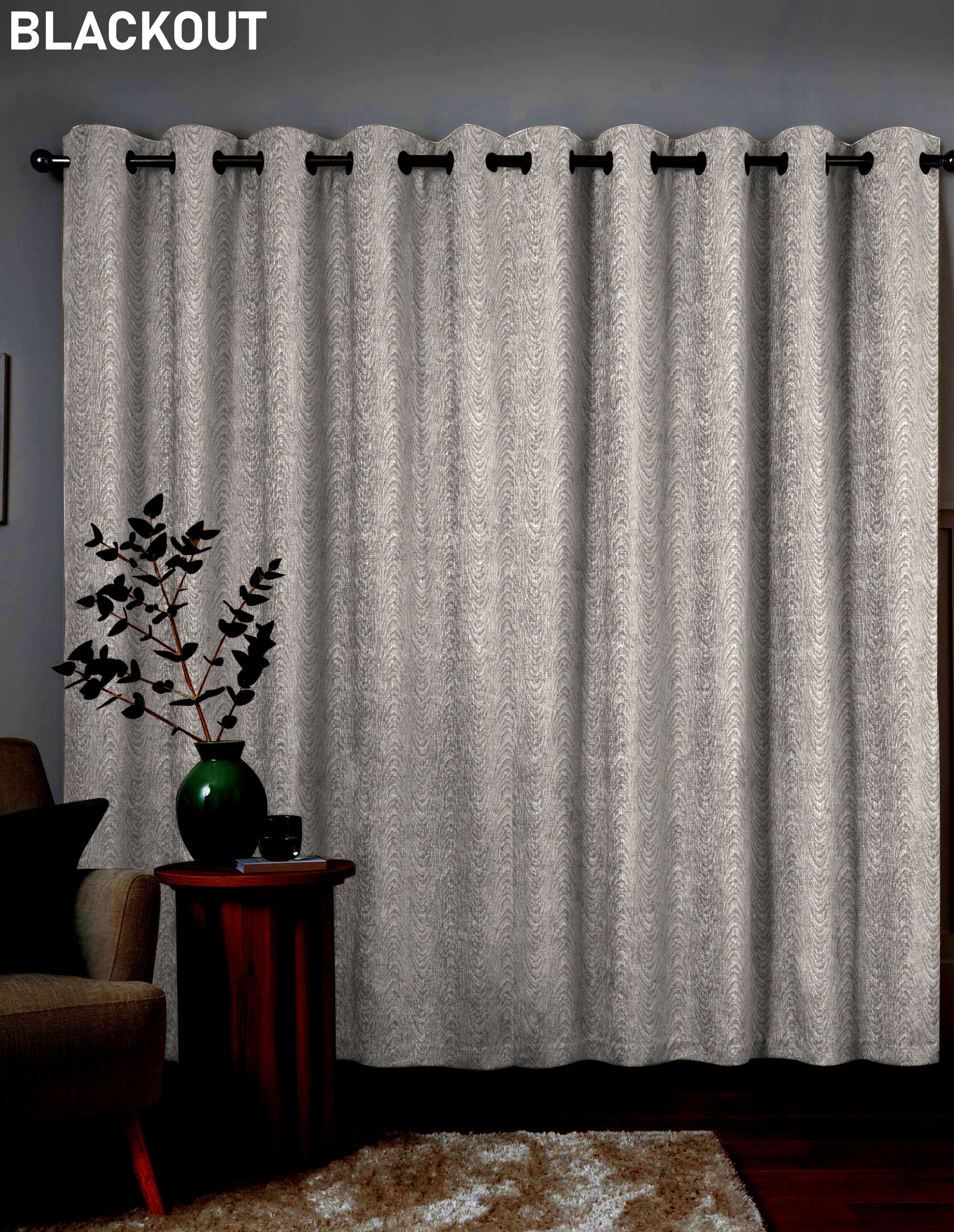 MOIRE ALMOND PRINTED BLACKOUT CURTAIN