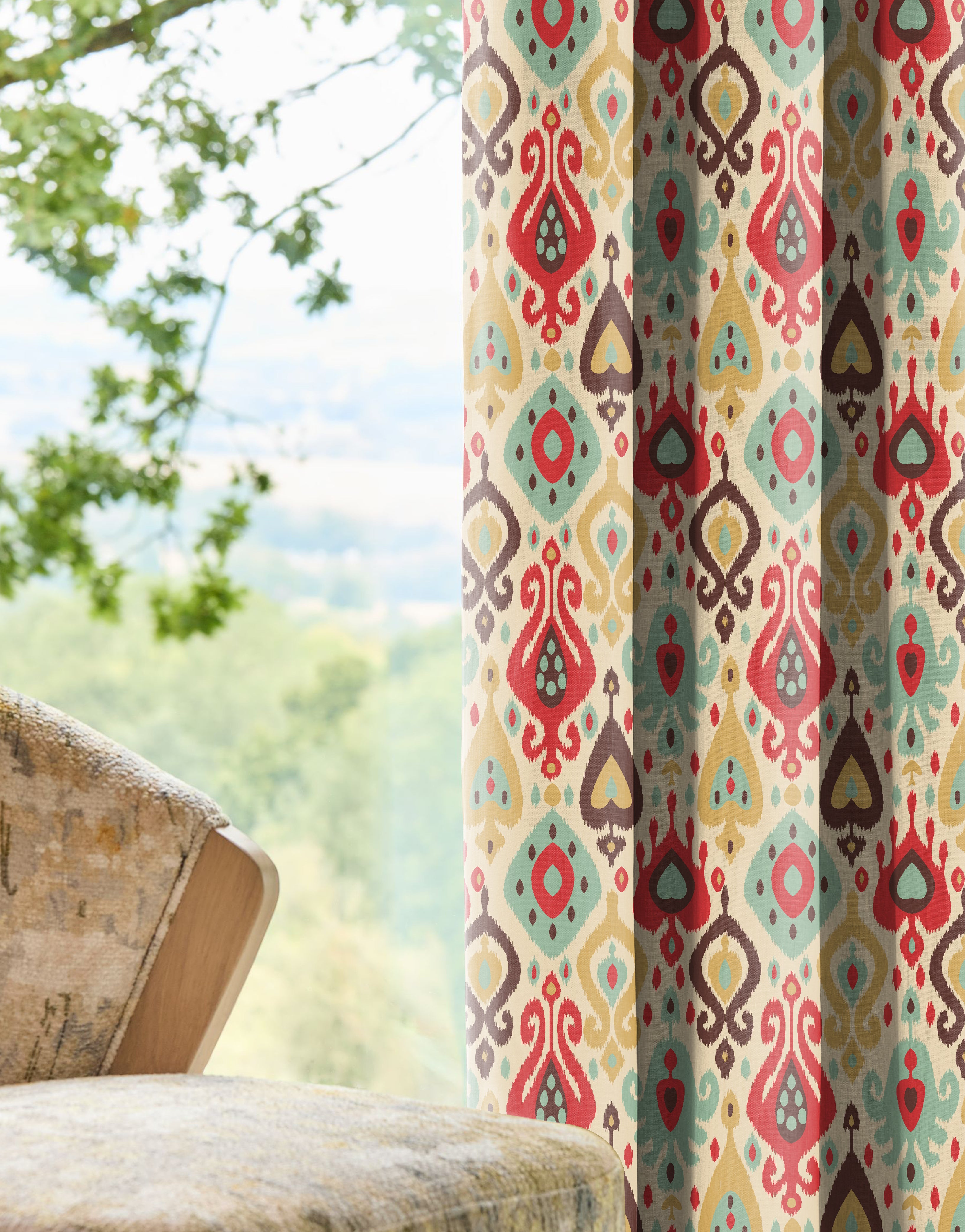 HAYDEN MATTY RED PRINTED ROOM DARKENER CURTAIN