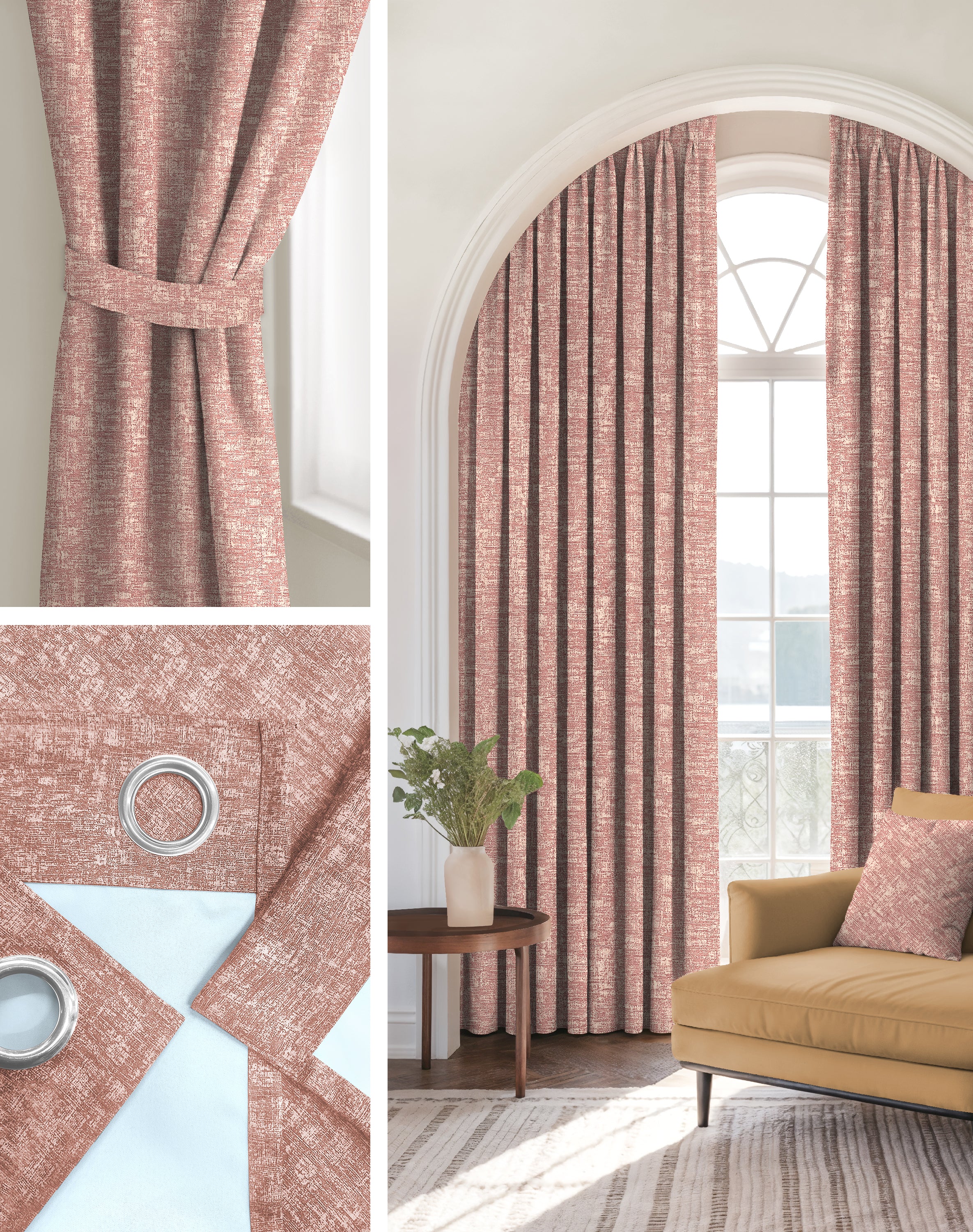 LIVA PEACH DIGITAL PRINTED BLACKOUT CURTAINS