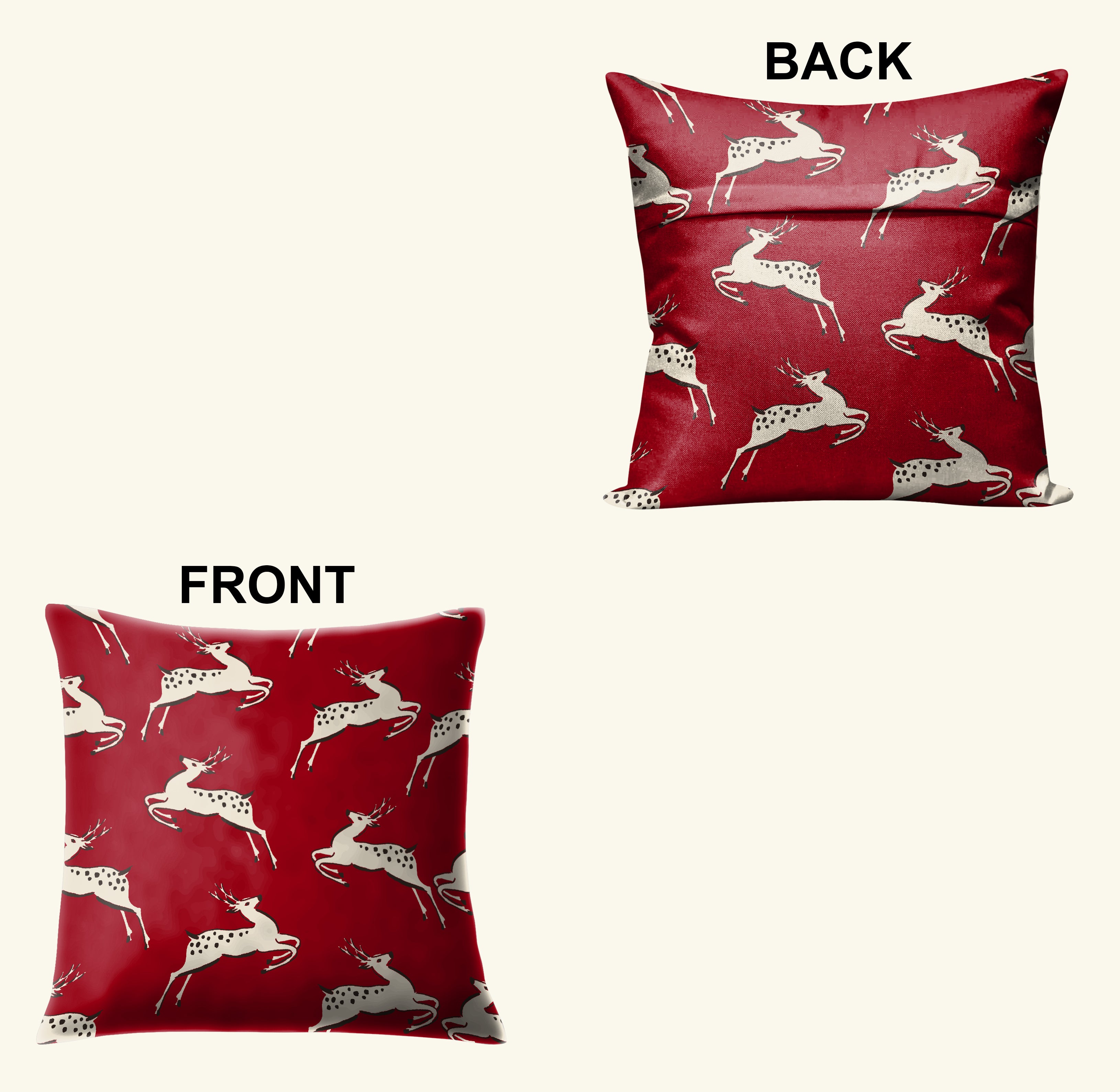 CHRISTMAS RUNNING DEER PATTERN CUSHION COVER (Pack of 2)