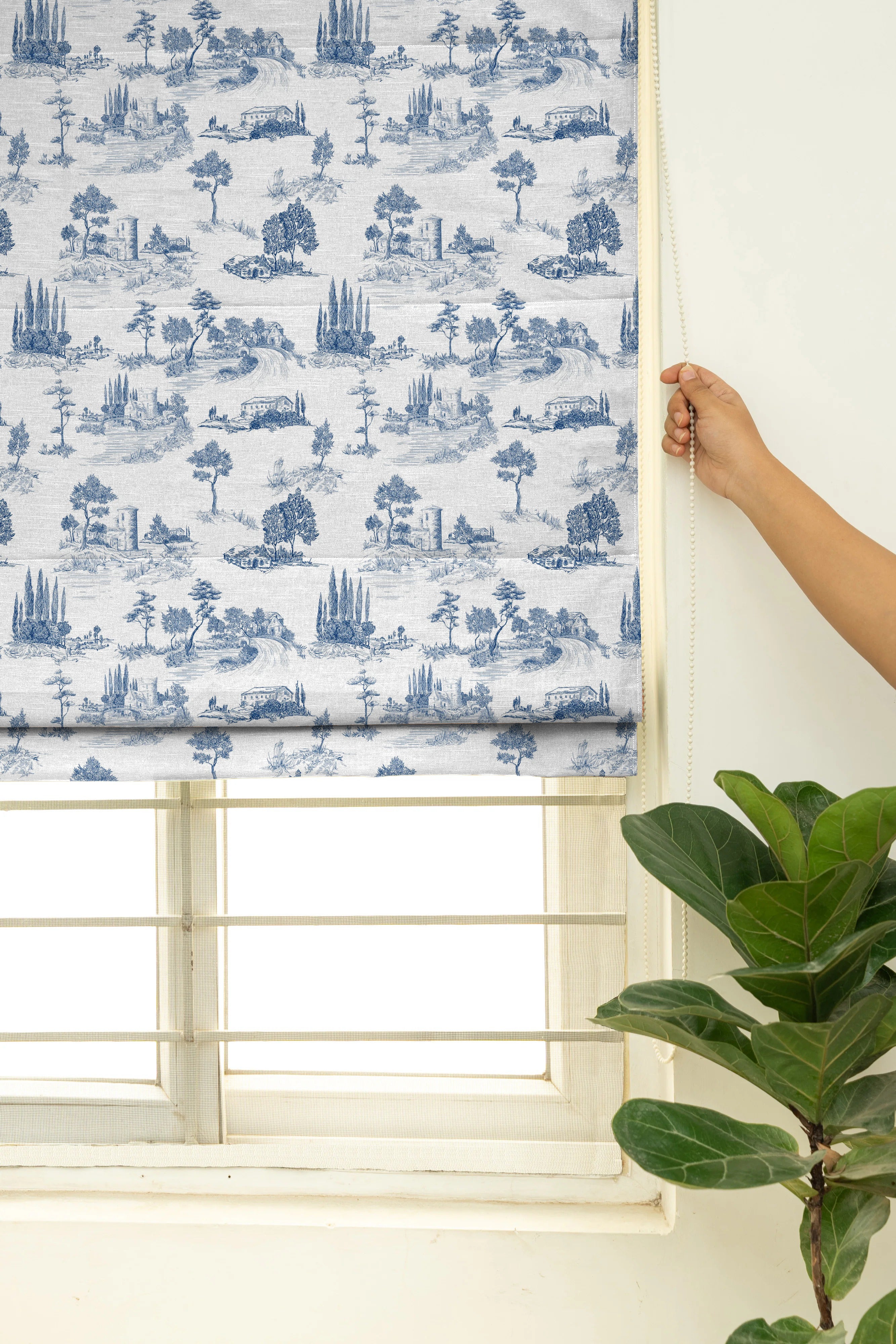 COBANO BLUE READY MADE ROMAN BLIND