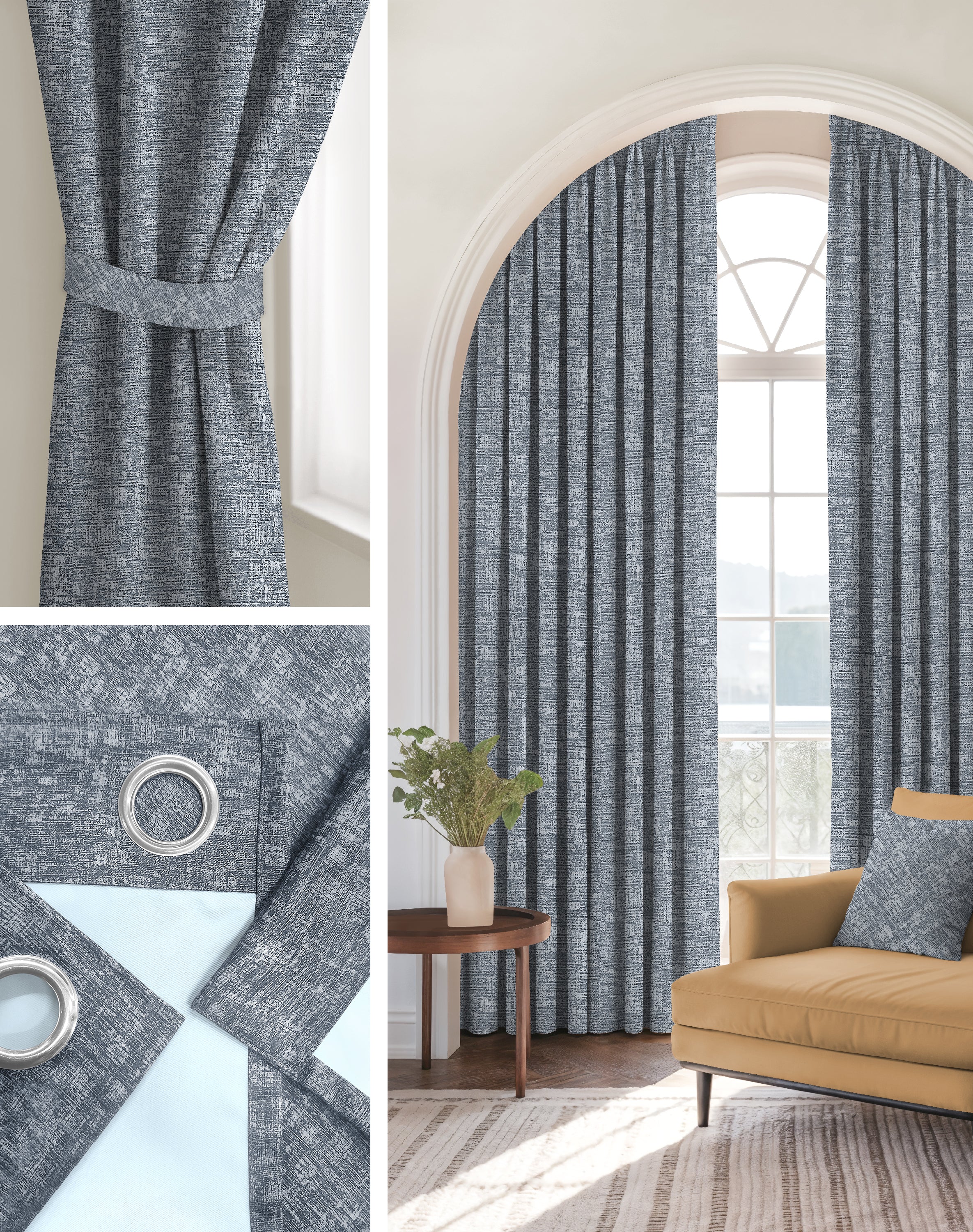 LIVA DARK GREY DIGITAL PRINTED BLACKOUT CURTAINS