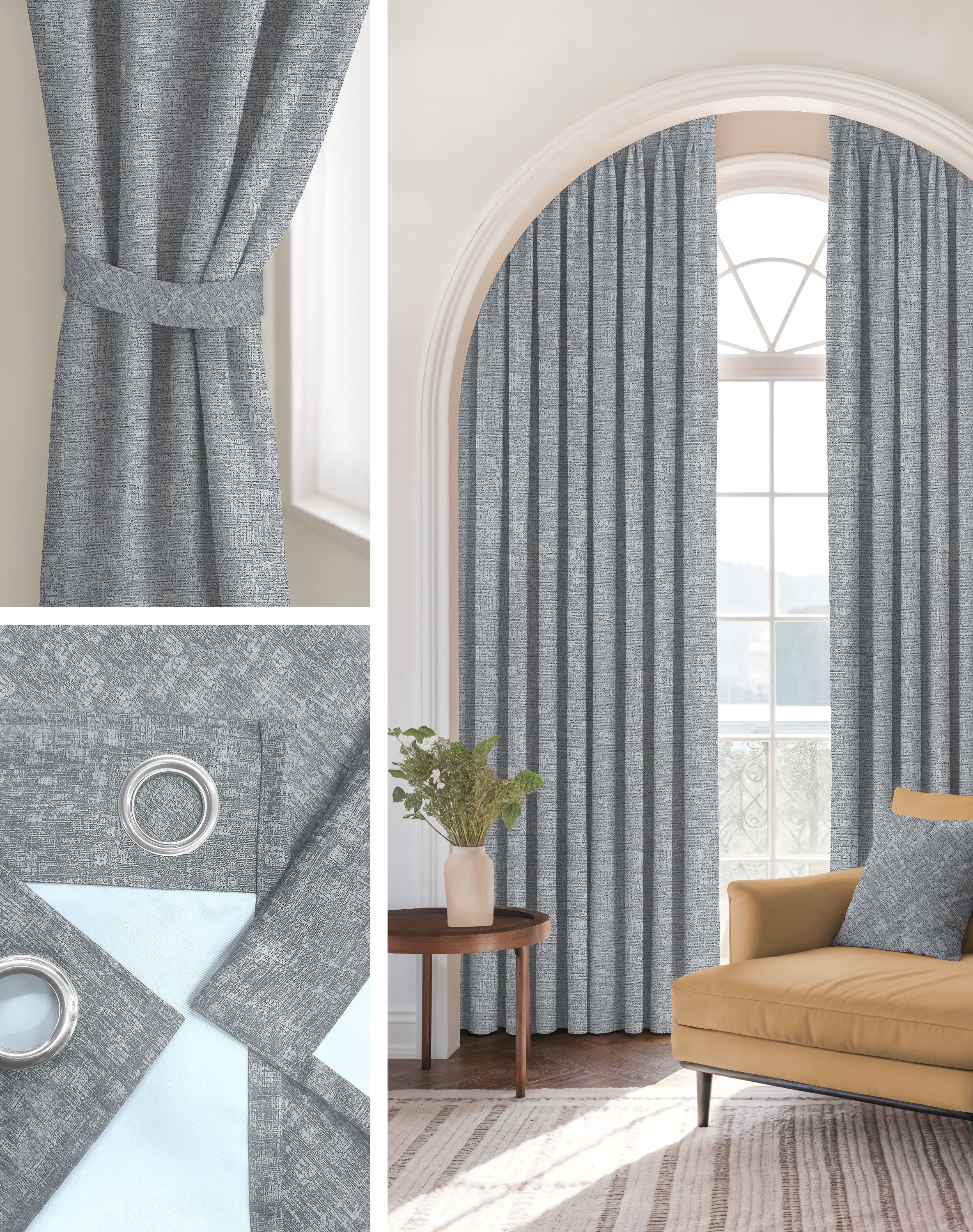 LIVA GREY DIGITAL PRINTED BLACKOUT CURTAINS