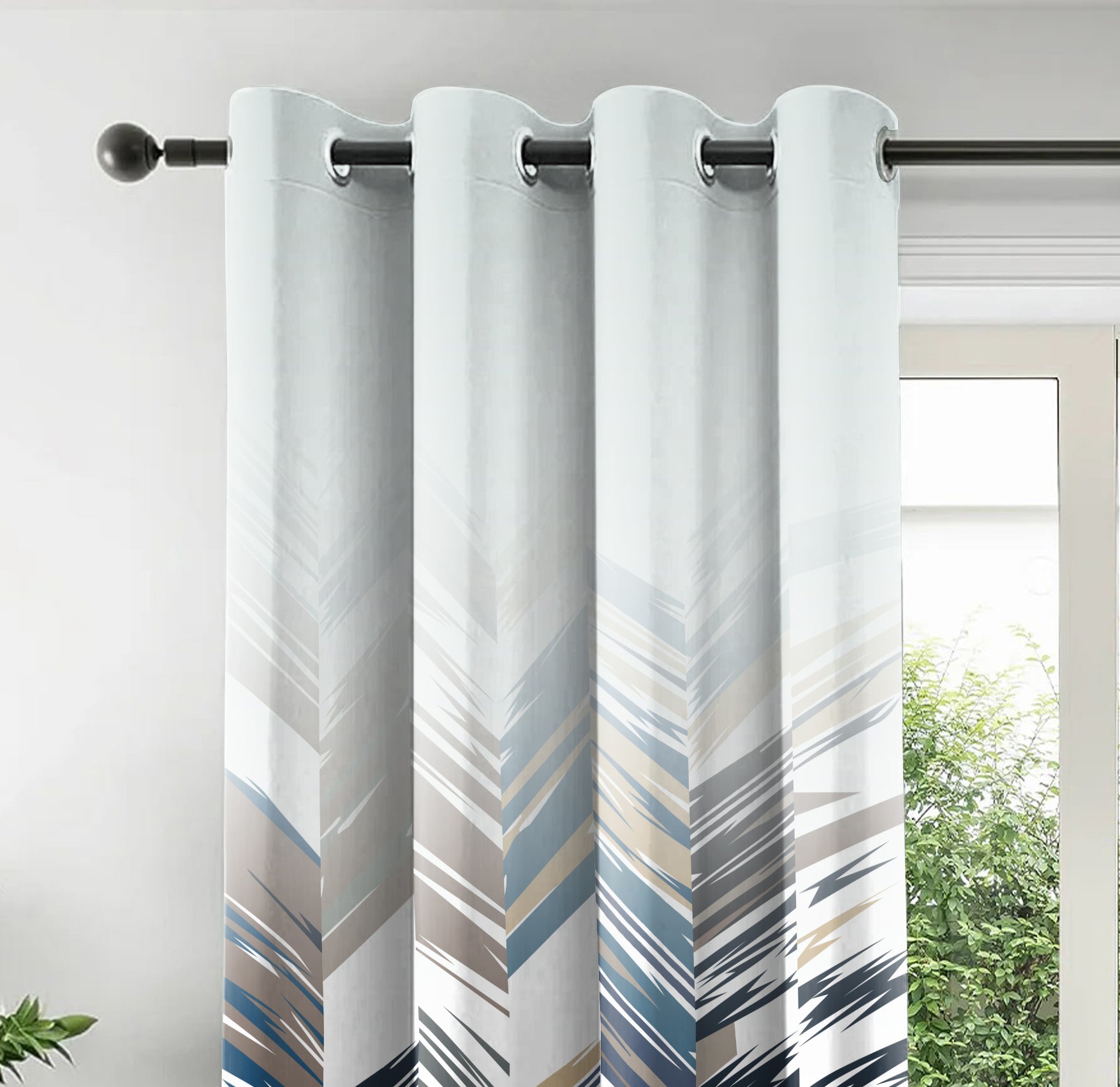 ANNECY WHITE PRINTED BLACKOUT CURTAIN