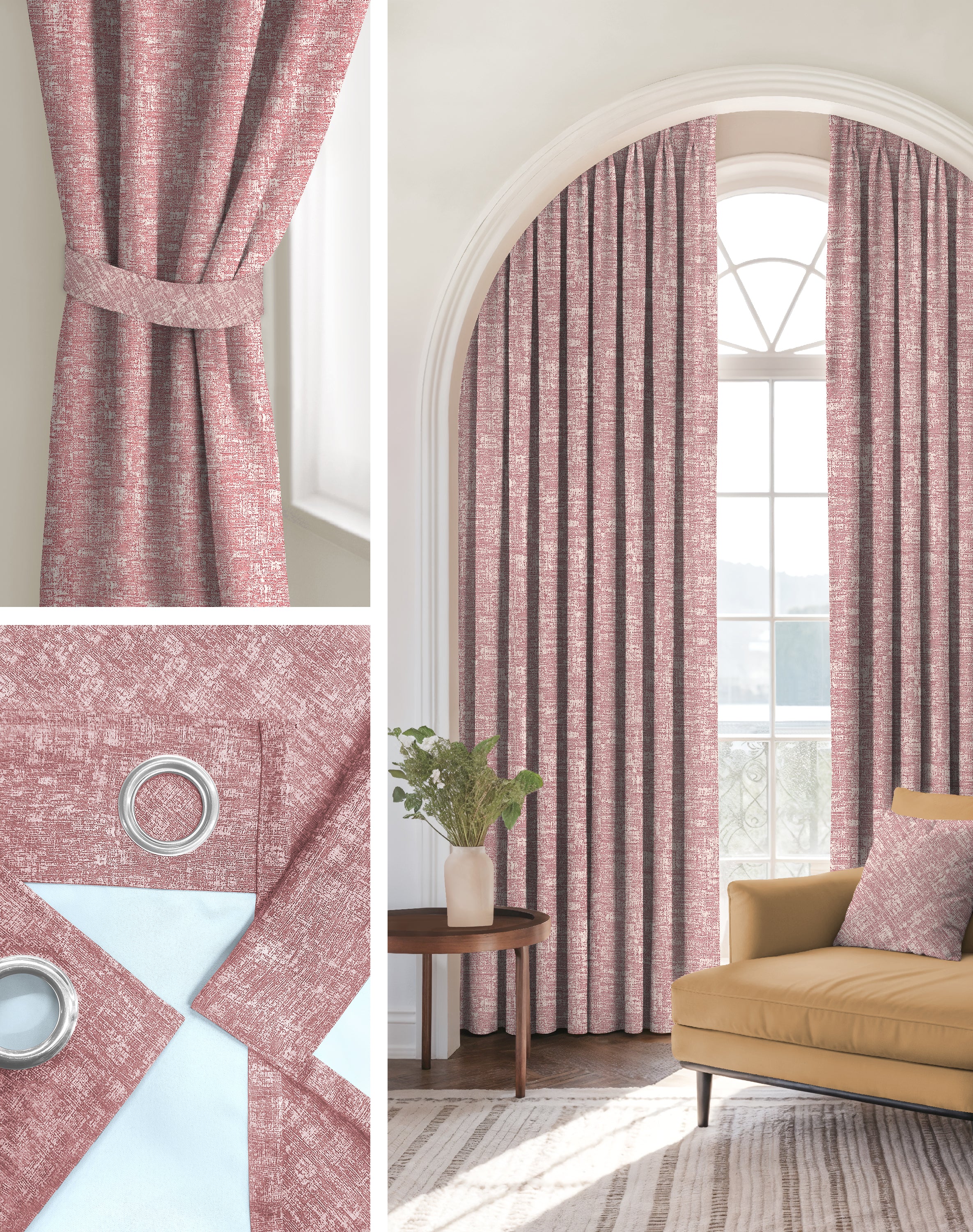 LIVA DARK PINK DIGITAL PRINTED BLACKOUT CURTAINS