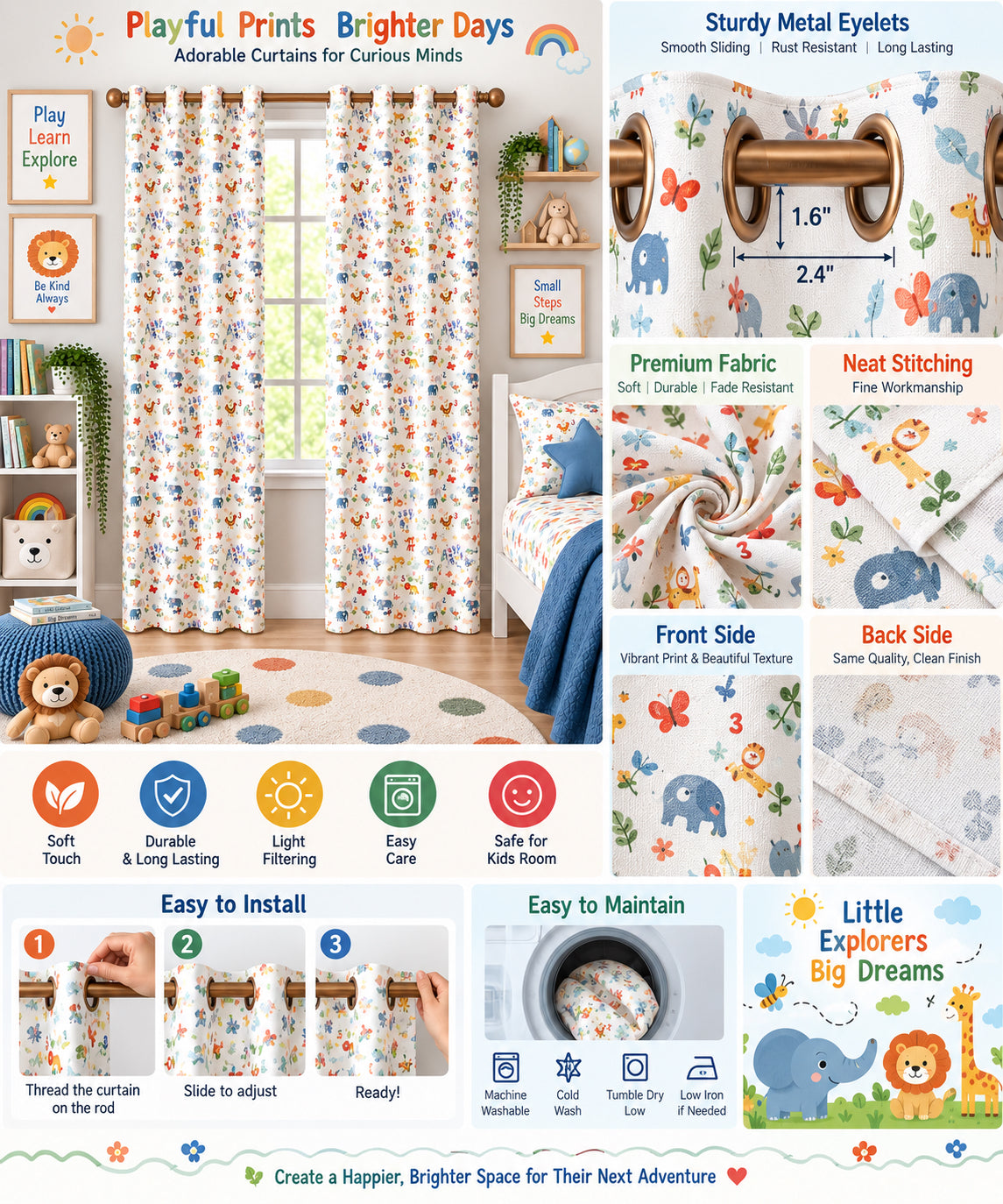 Animals Printed Curtain