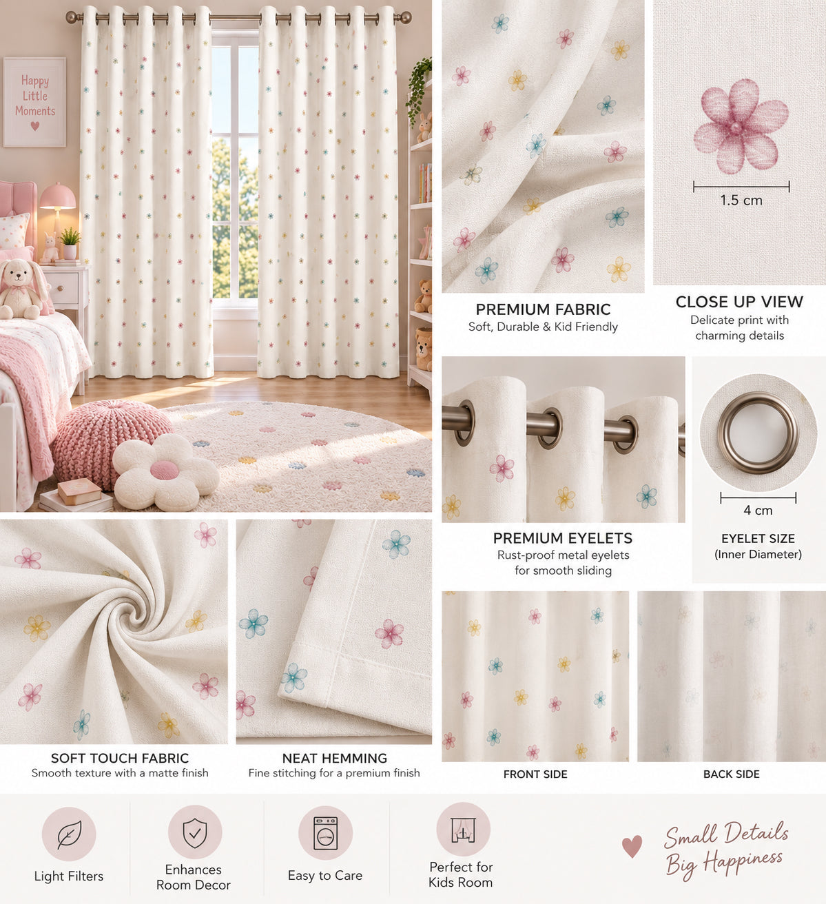 Multi Flower Printed Curtain