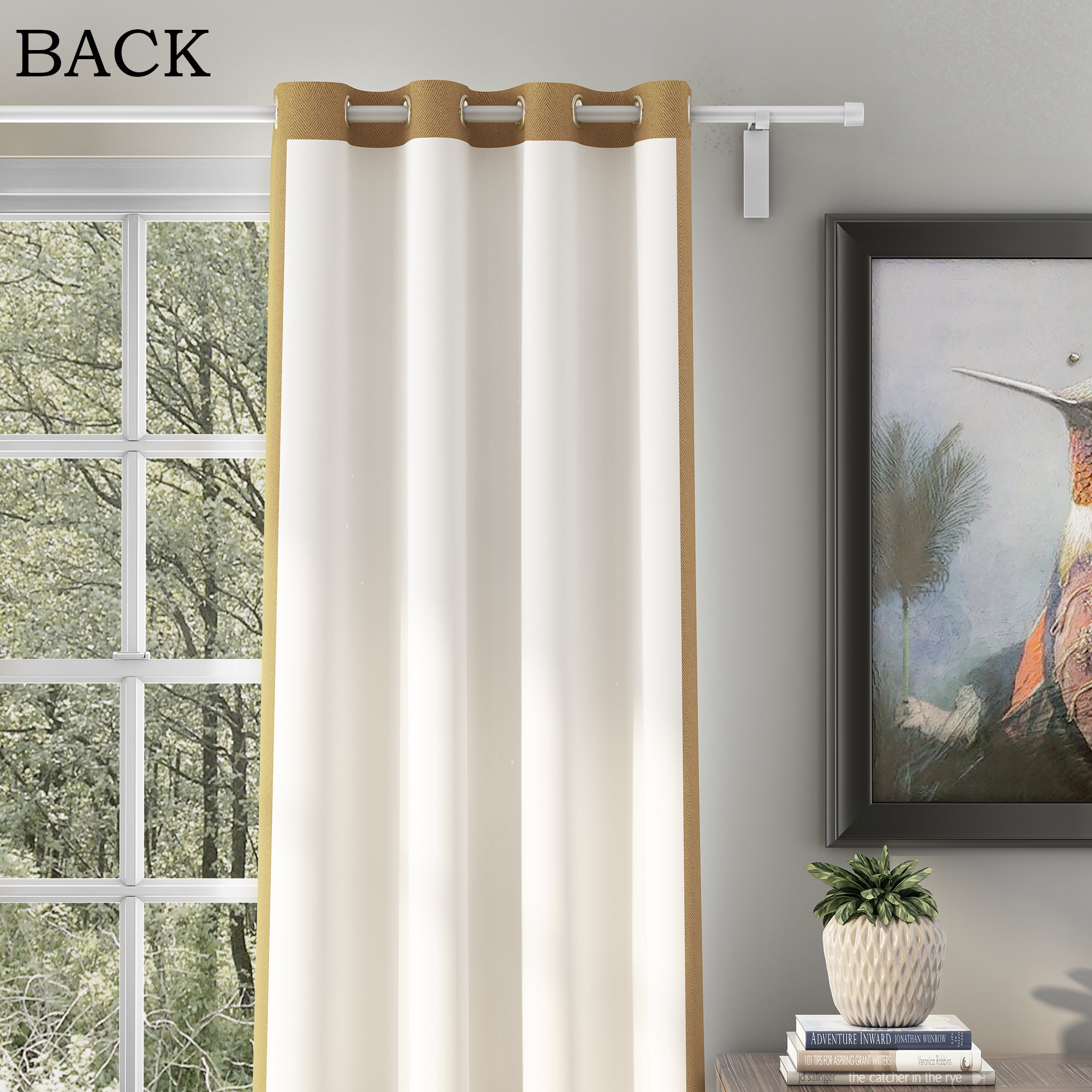 HERRINGBONE MUSTARD PRINTED BLACKOUT CURTAINS