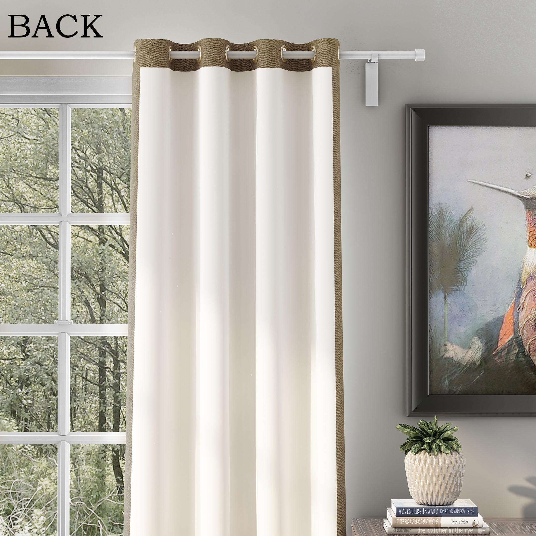 HERRINGBONE COFFEE PRINTED BLACKOUT CURTAIN