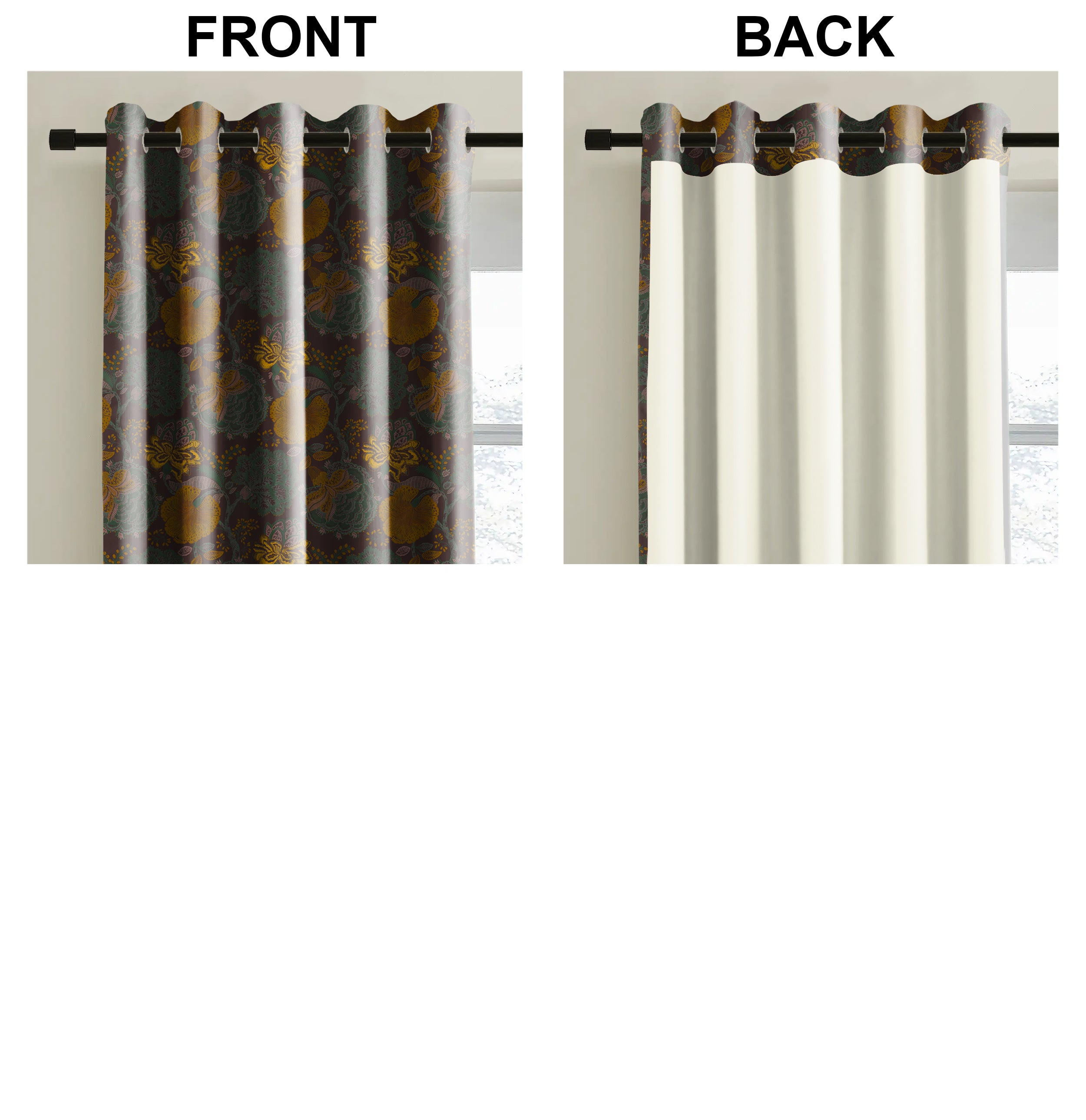 HELMSHORE MATTY YELLOW PRINTED ROOM DARKENER CURTAIN