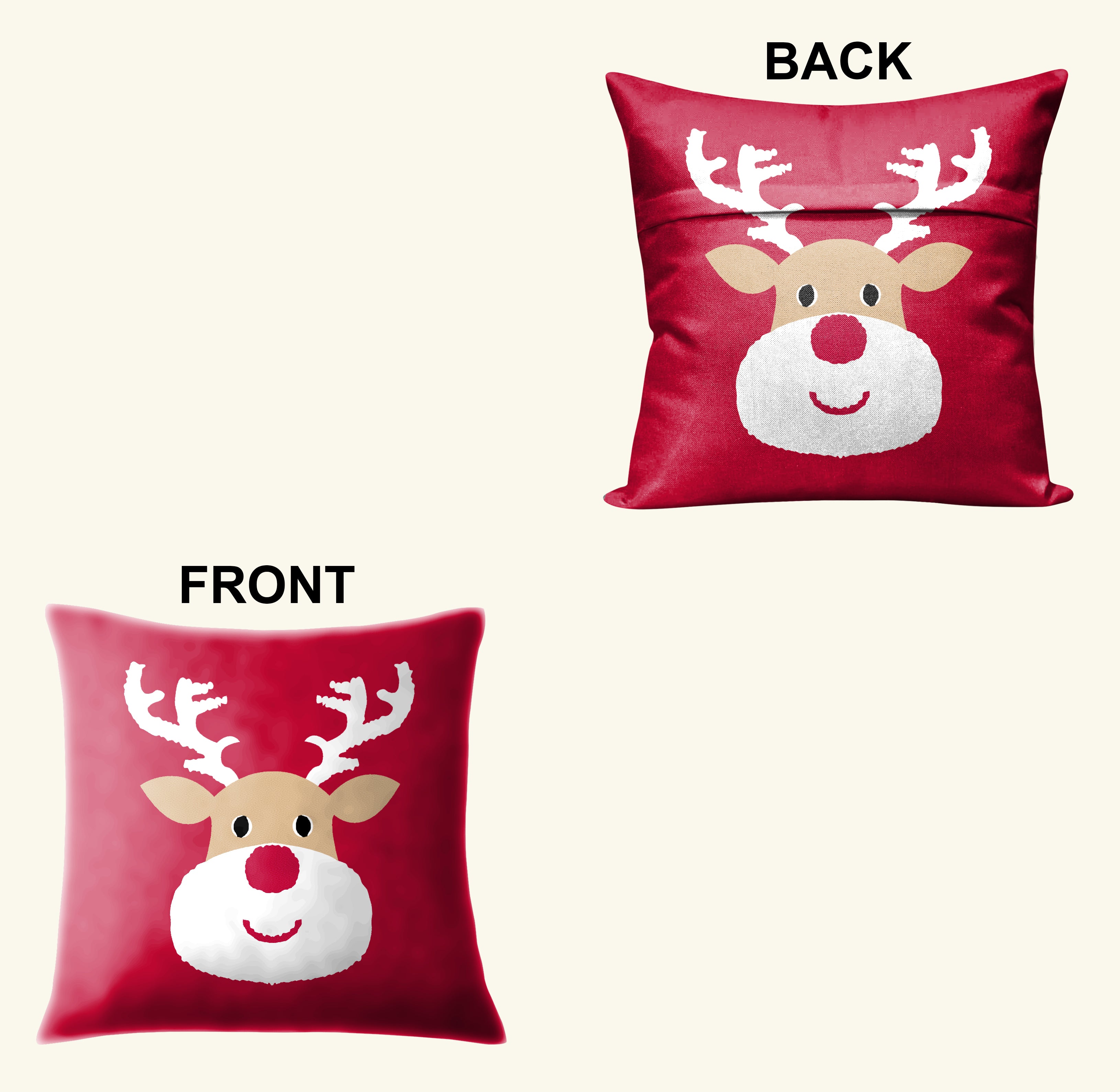 CHRISTMAS RUDOLPH REINDEER CUSHION COVER (Pack of 2)