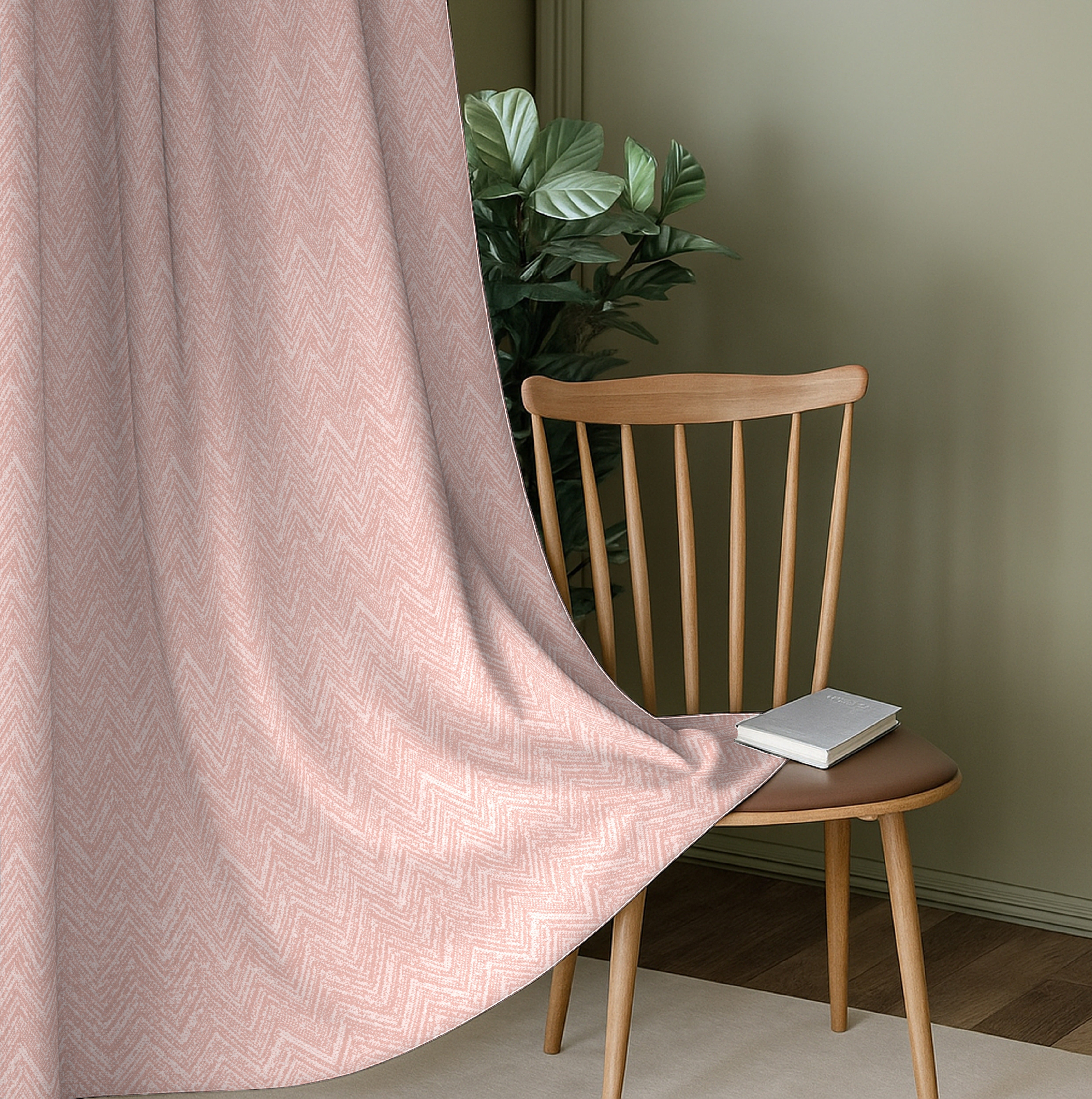 SONORA BABY-PINK PRINTED BLACKOUT CURTAIN