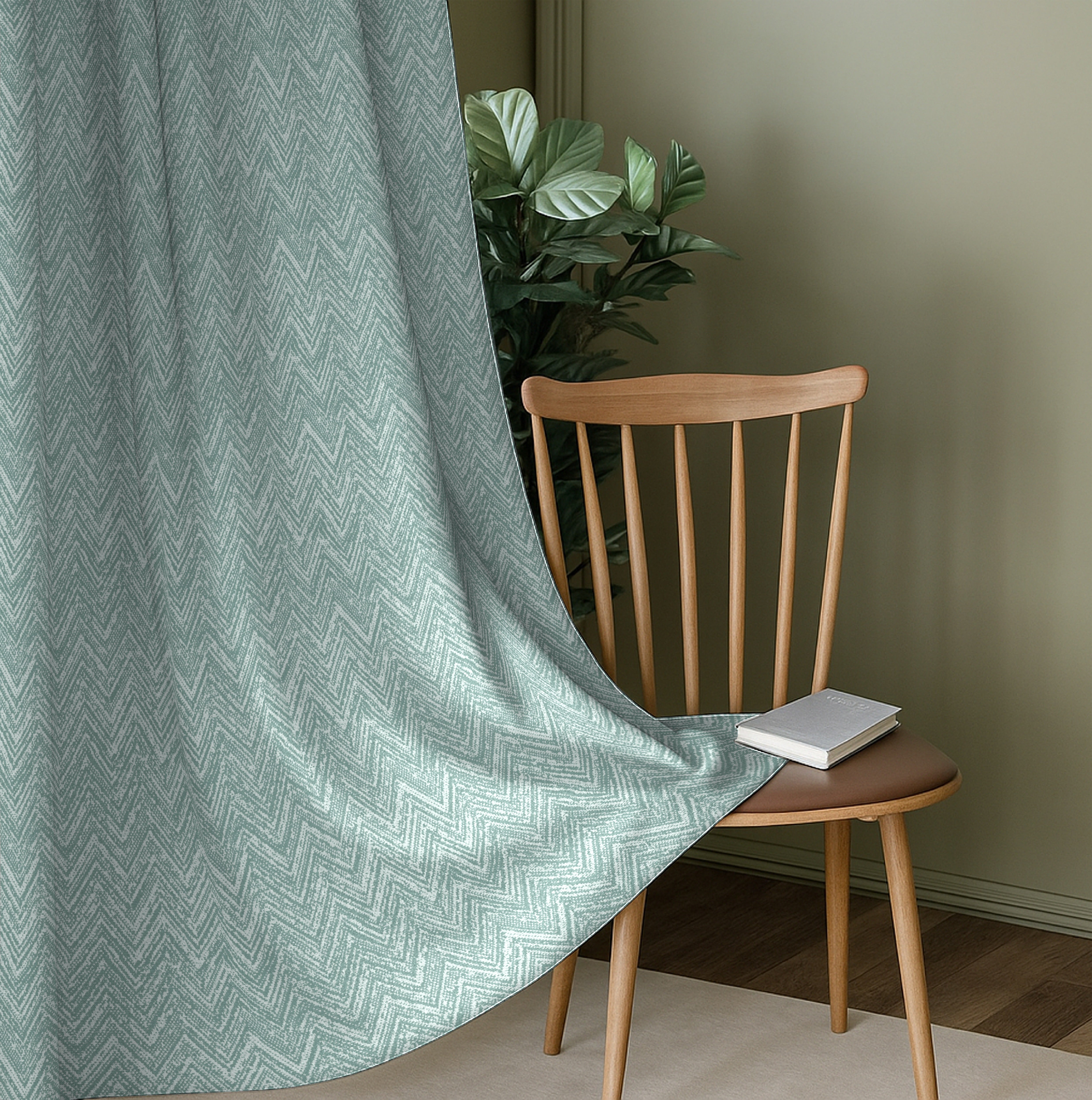 SONORA SEAGREEN PRINTED BLACKOUT CURTAIN