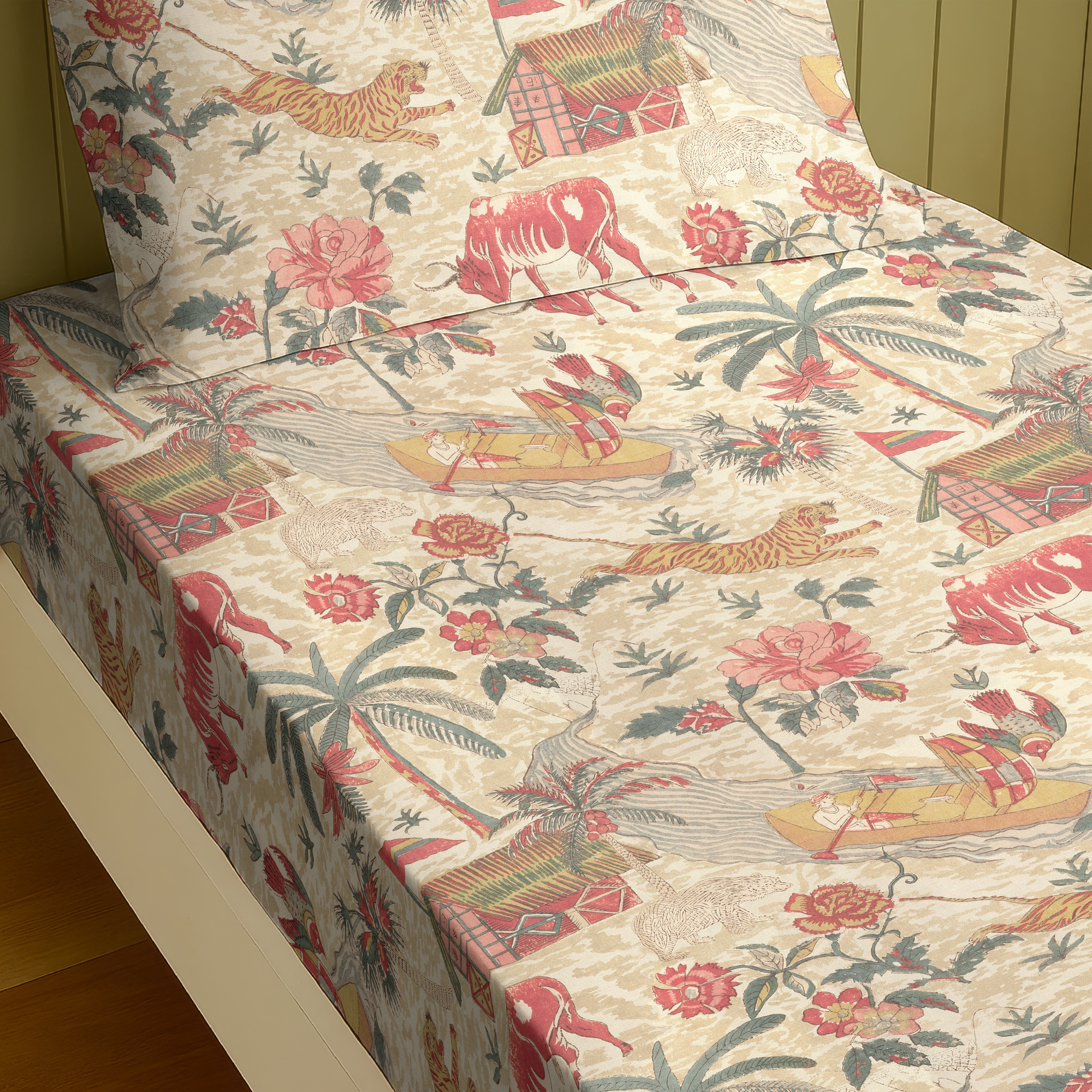 YANGSHUO RED COTTON BEDSHEET WITH PILLOWCOVER