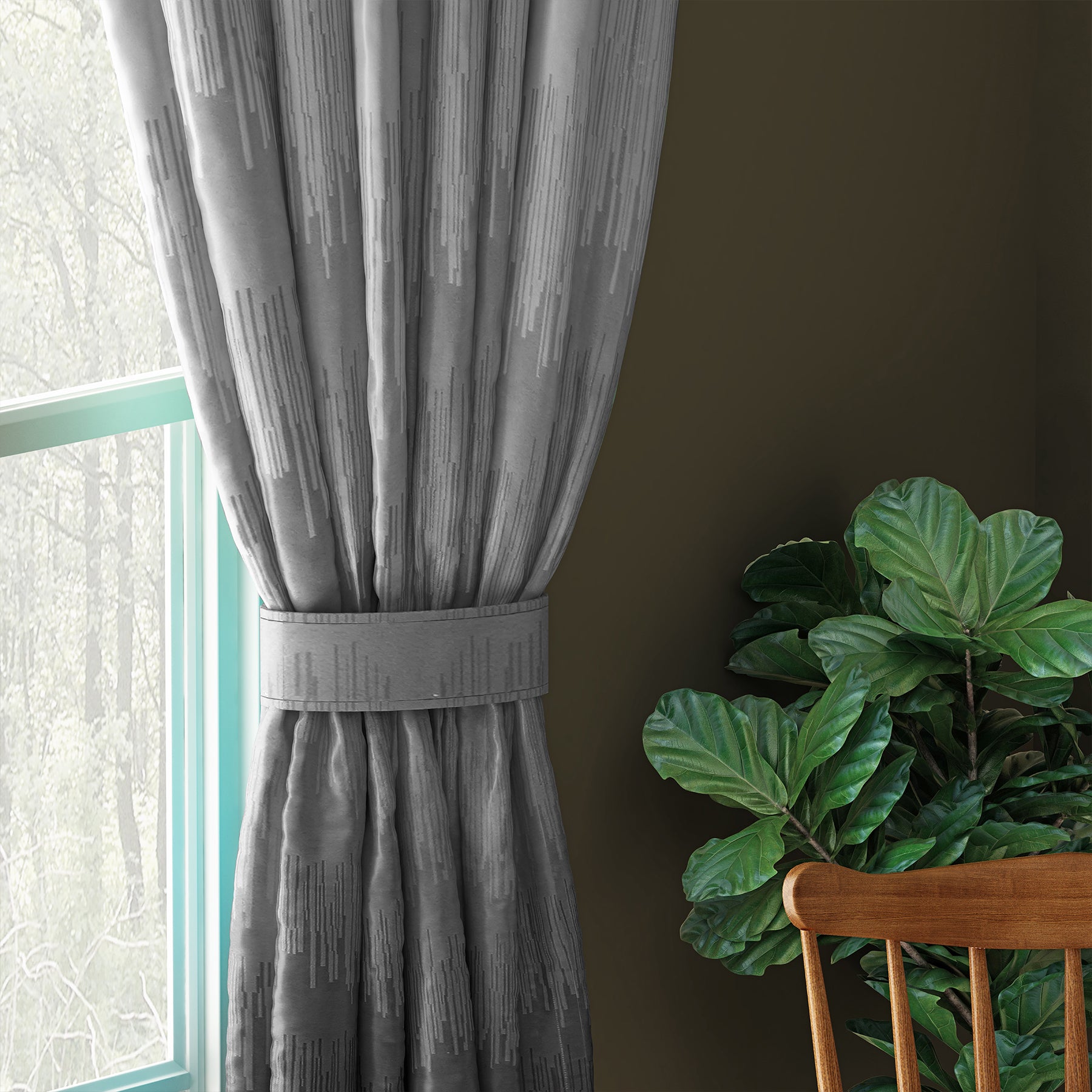 KUDO GREY PRINTED BLACKOUT CURTAIN