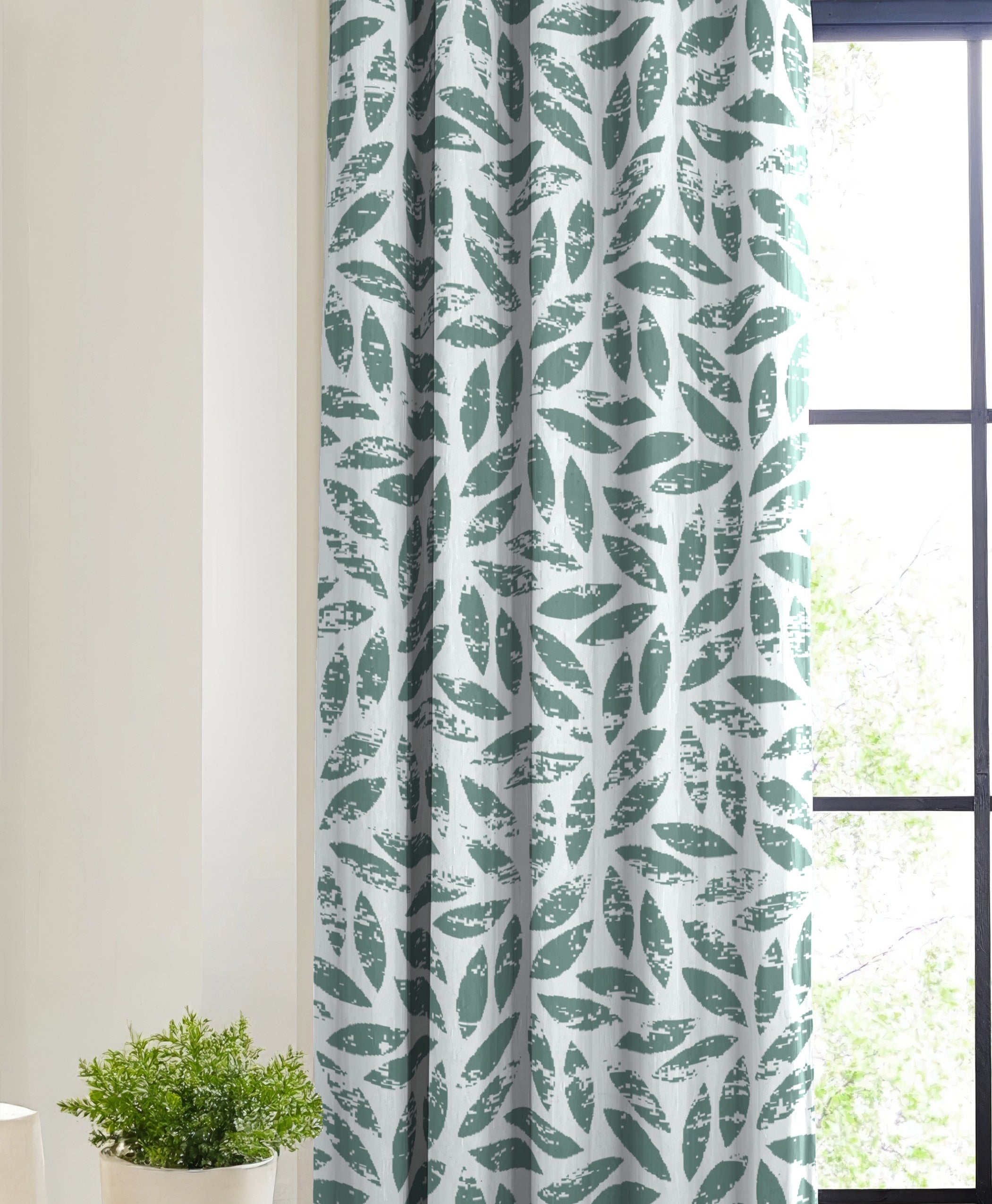 LAMPASSO SEAGREEN PRINTED BLACKOUT CURTAIN