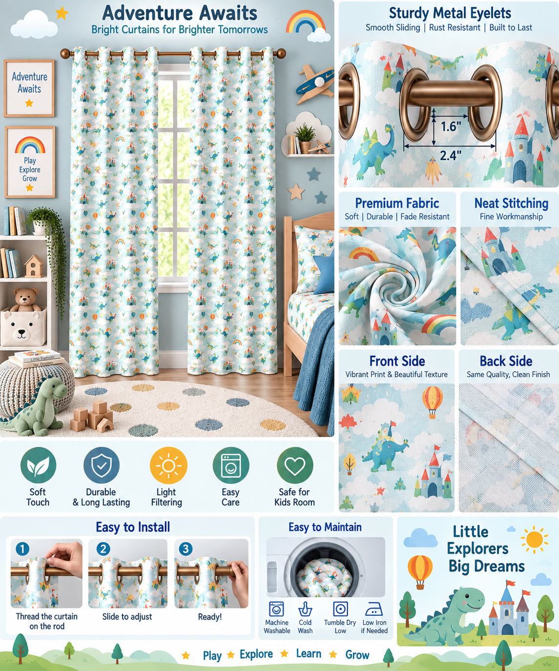 Dreamland Adventure Printed Curtain