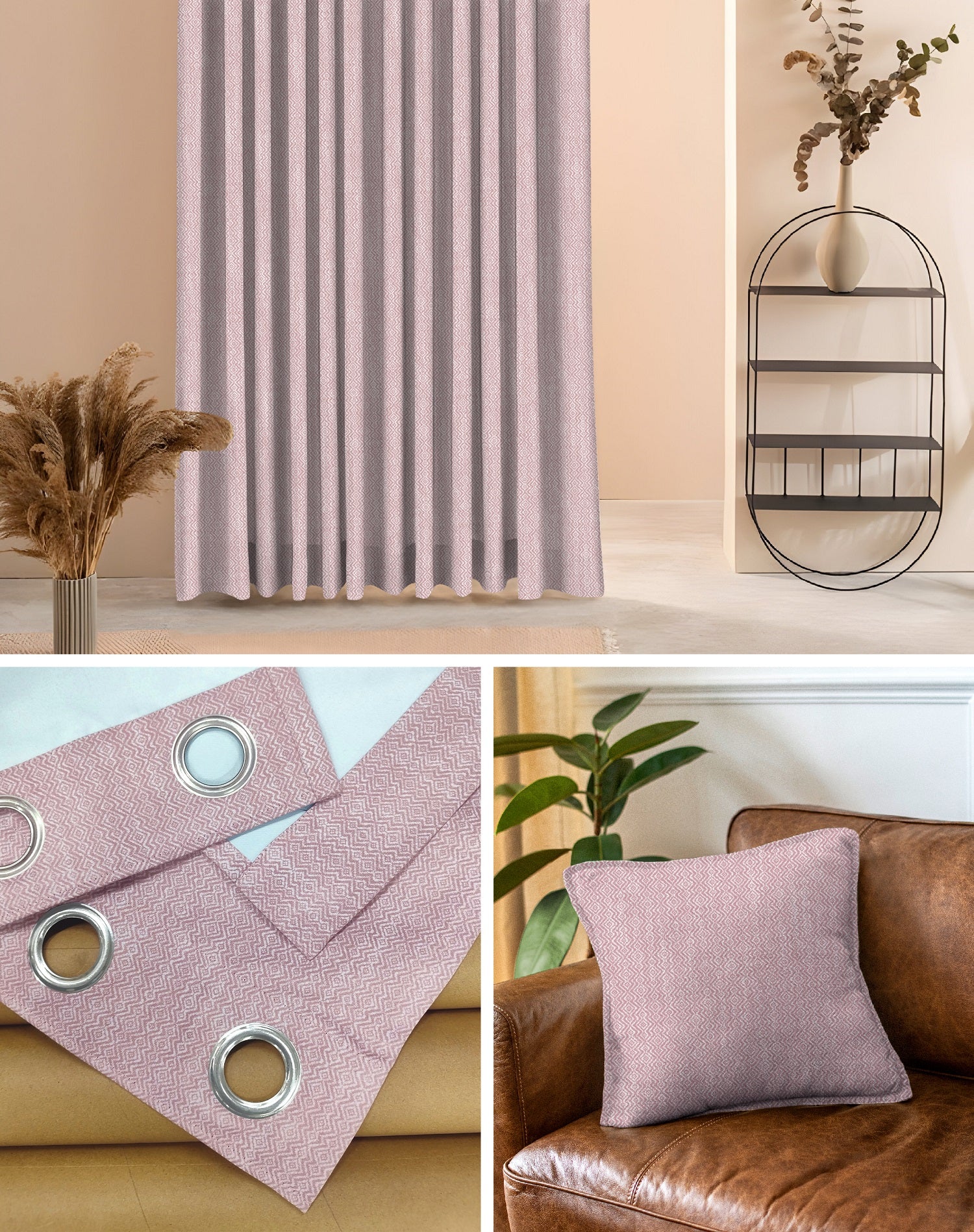 KOVO MED PINK DIGITAL PRINTED BLACKOUT CURTAINS