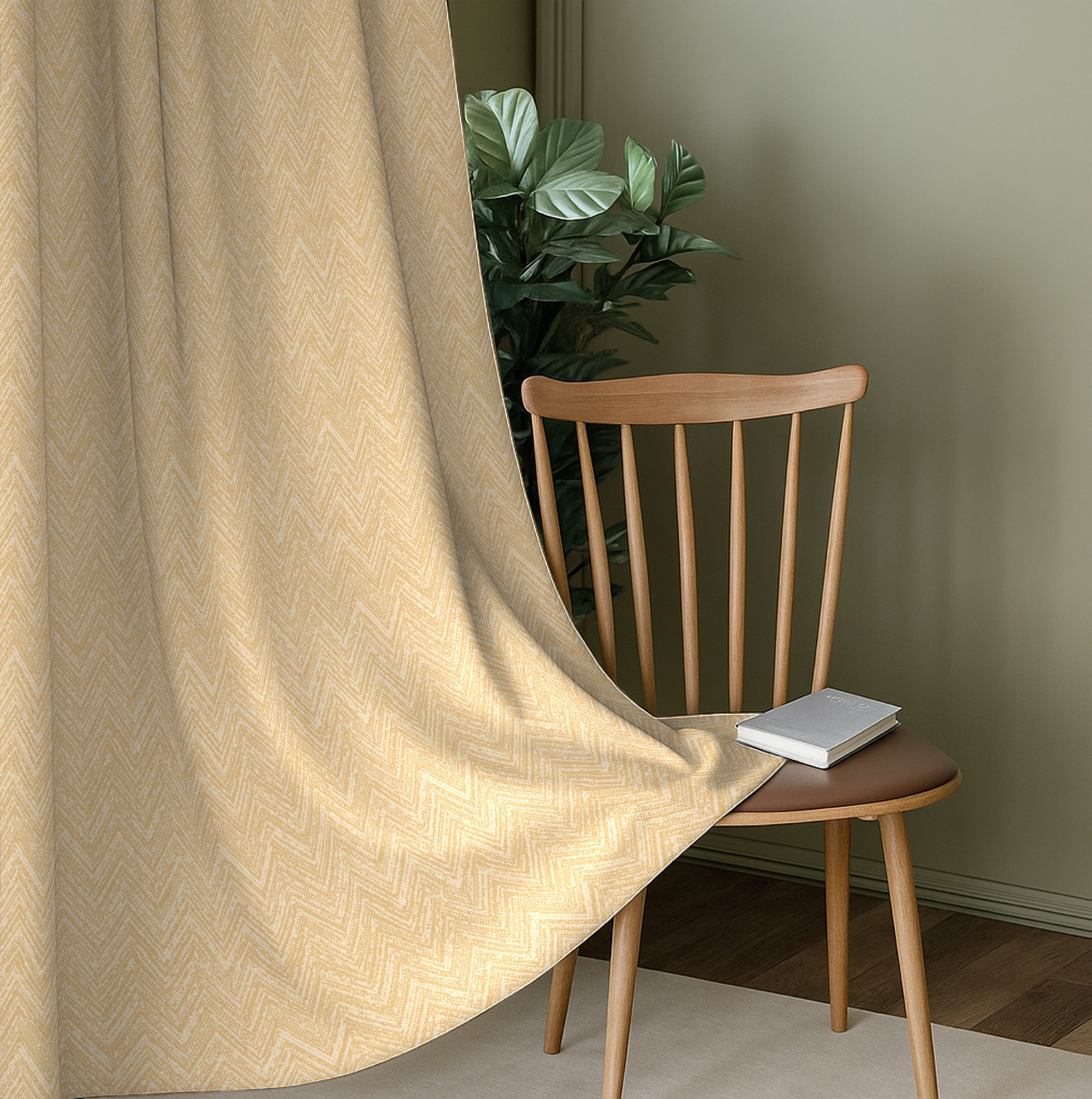 SONORA DARK MUSTARD PRINTED BLACKOUT CURTAIN