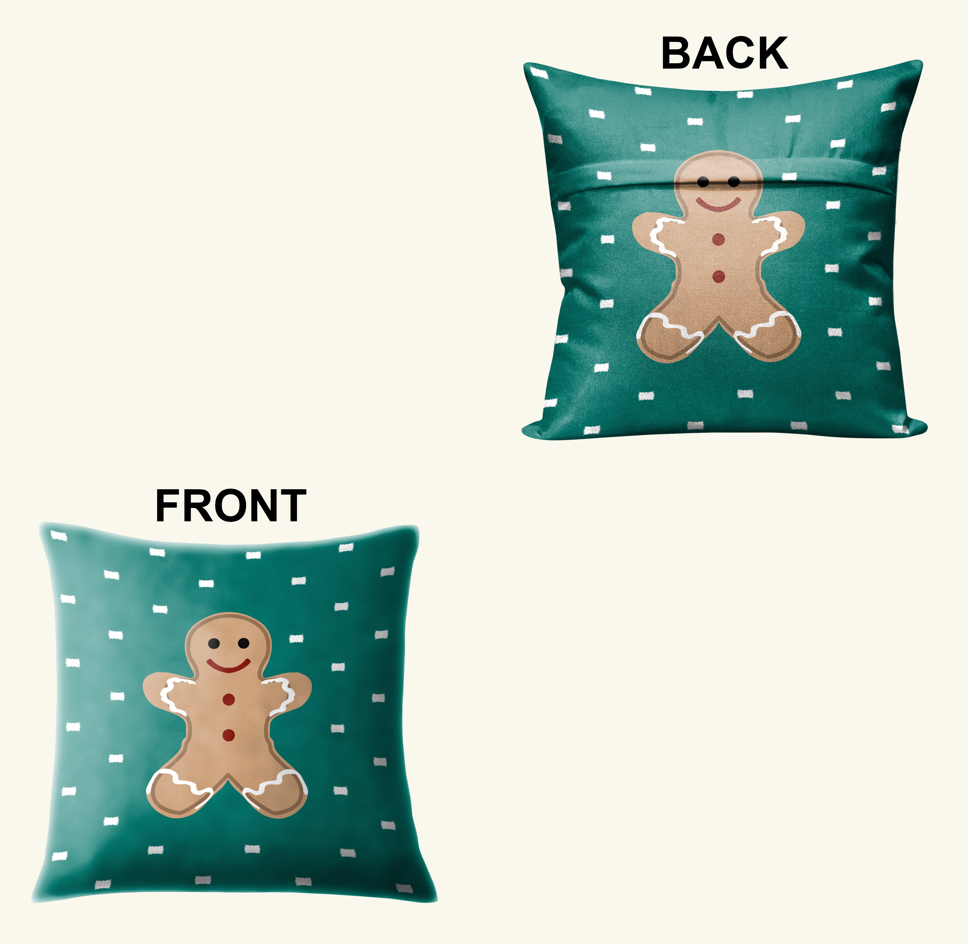 CHRISTMAS GINGERBREAD MAN CUSHION COVER (Pack of 2)