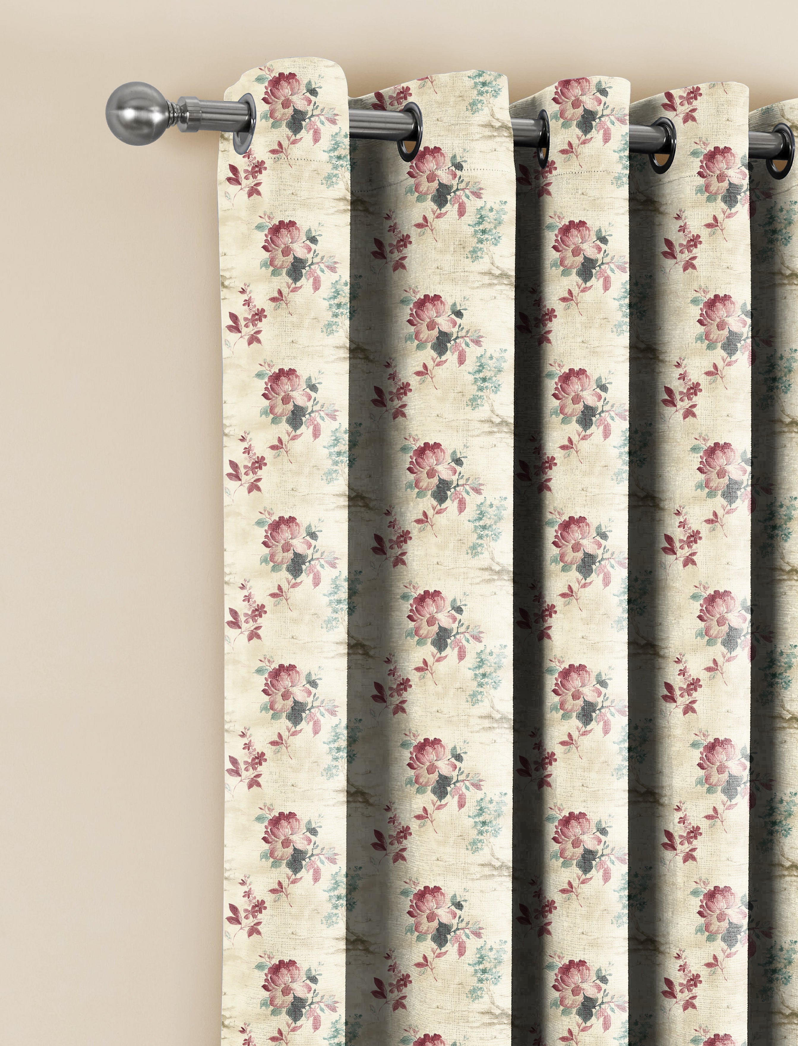 HAZEL PINK PRINTED ROOM DARKENER CURTAIN