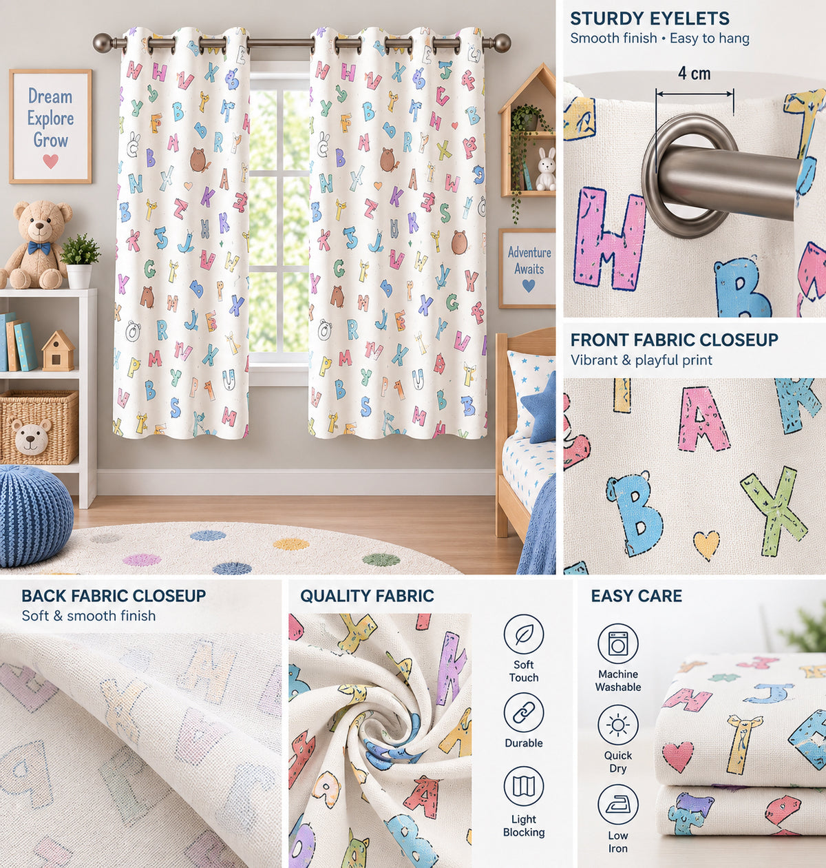 Happy Learning Printed Curtain