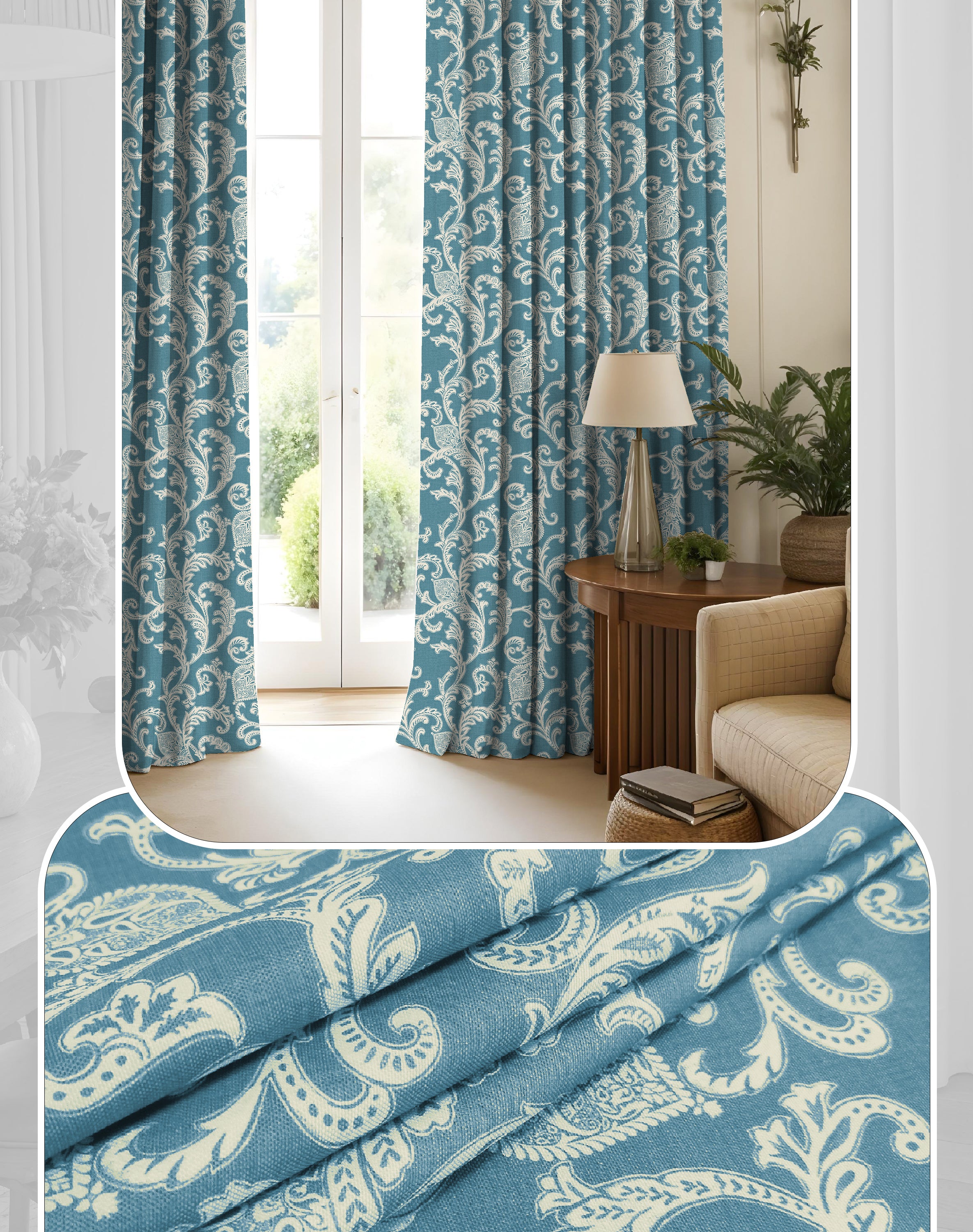 KELVIN ZIGGURAT DIGITAL PRINTED ROOM DARKENER/100% BLACKOUT CURTAINS